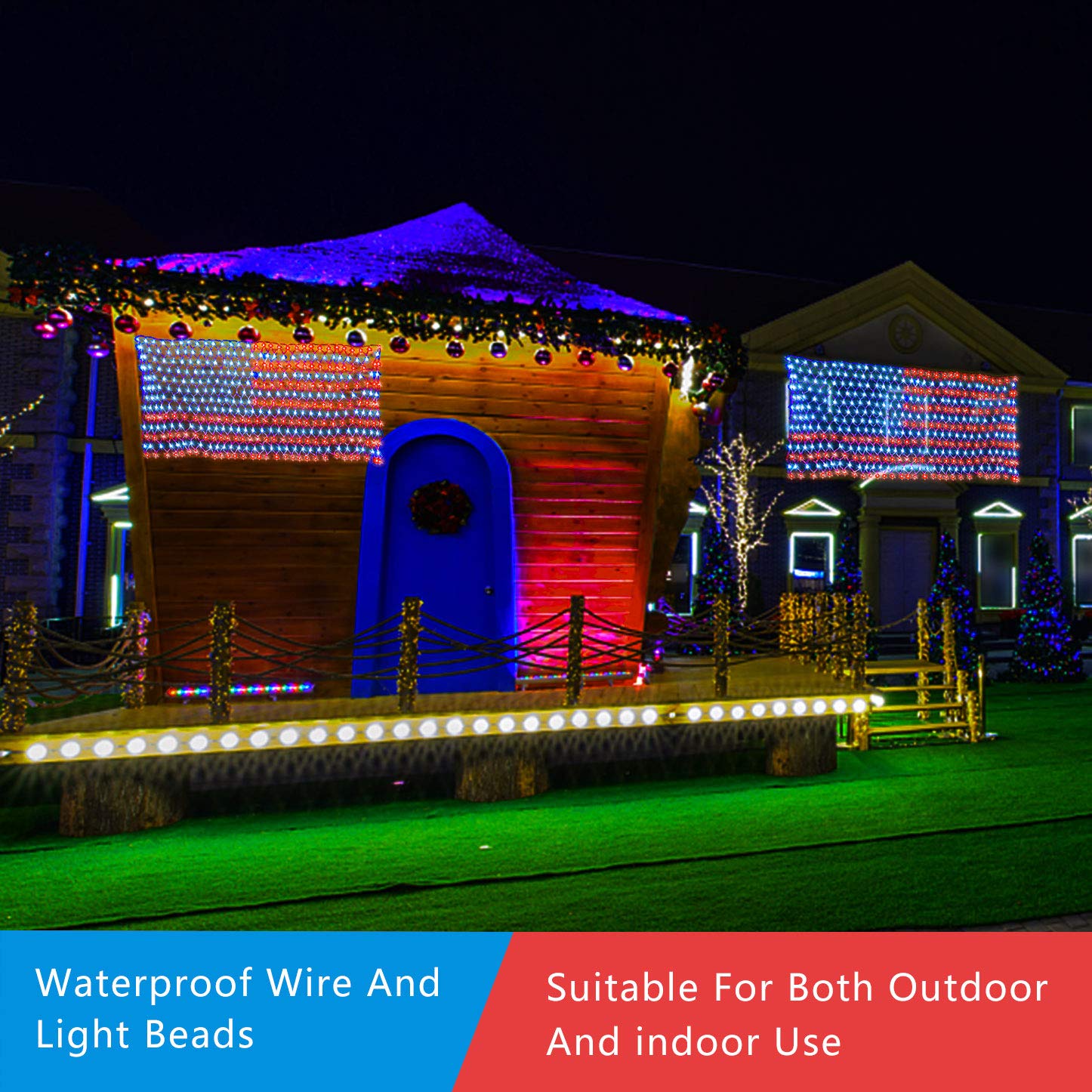 Realization American Advanced Flag Lights, 420 Led Solar String Lights, Waterproof Led Flag Net Light Of The United States For Yard, Garden Decoration, Festival, Holiday, Party Decoration, Christmas Decorations