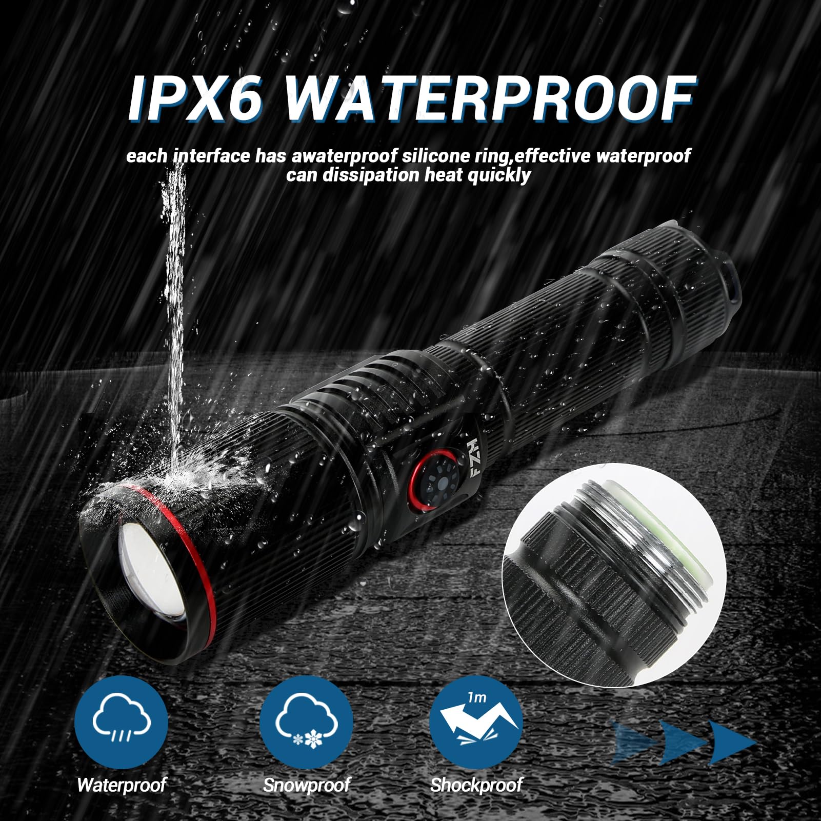 Fzh Flashlights High Lumens Rechargeable 2Pc 10000Lm Led Infinitely Dimmable Super Bright Usb Flash Light Powerful Handheld Utility Torch, 5 Modes, Waterproof For Outdoor Emergencies Camping