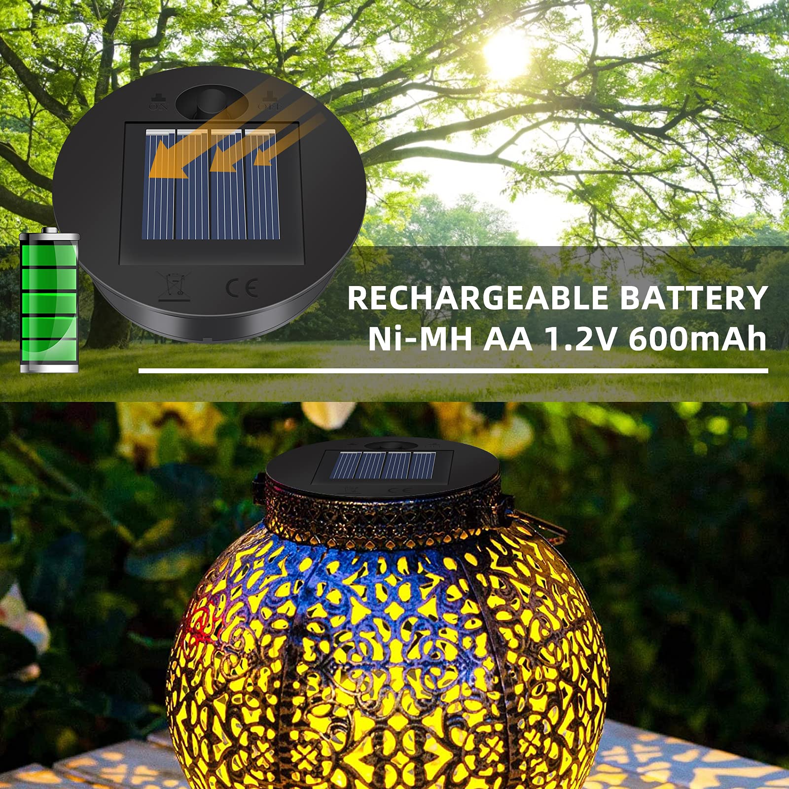 Yzerel 2 Pack Solar Lights Replacement Top - 7 Lumens Led Solar Panel Lantern Lid Lights , Lantern Light Replacement , Outdoor Solar Replacement Parts , Garden Patio Decor Light Up Your Space (2.76In)