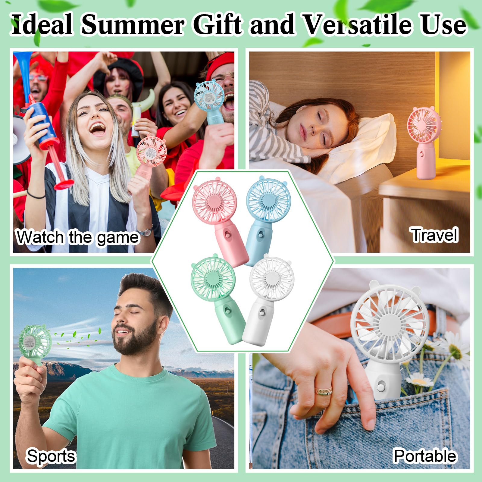 8 pack mini fans with lanyard, perfect for personal cooling and makeup applications Koospark