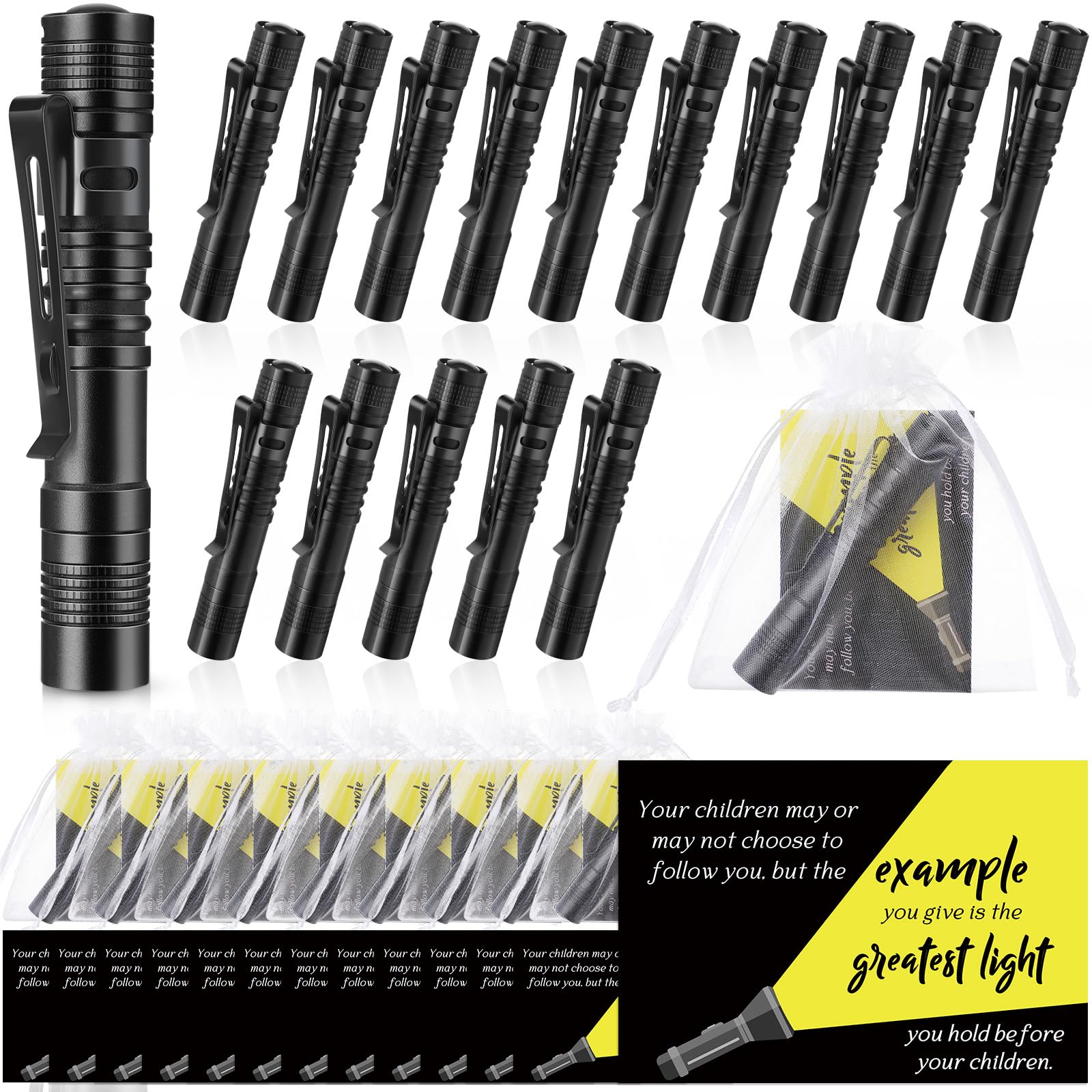 Coume 15 Sets Fathers Day Small Pocket Flashlight  For Church Father'S Day Pocket Light Motivational Quote Card Bible Verse Cards And Organza Bags For Men Thank You , Not Include Batteries