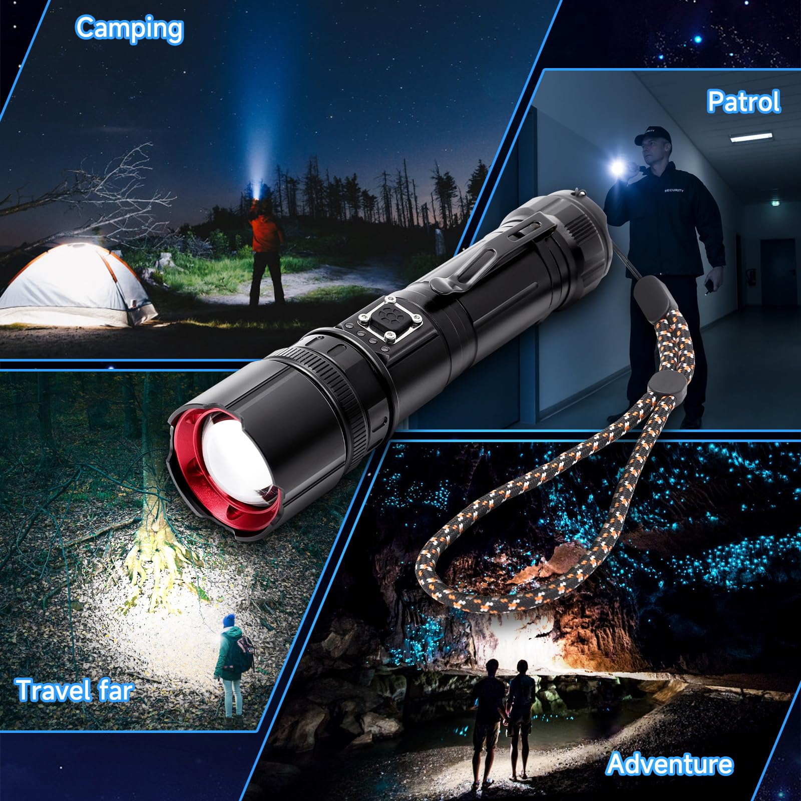 Unicumoo Rechargeable Flashlights High Lumens, Utility Flash Light Portable, 1000 Lumens Super Bright Led Flashlight Waterproof With Usb Cable, 5 Modes Zoomable Brightest Flashlights For Home/Outdoor