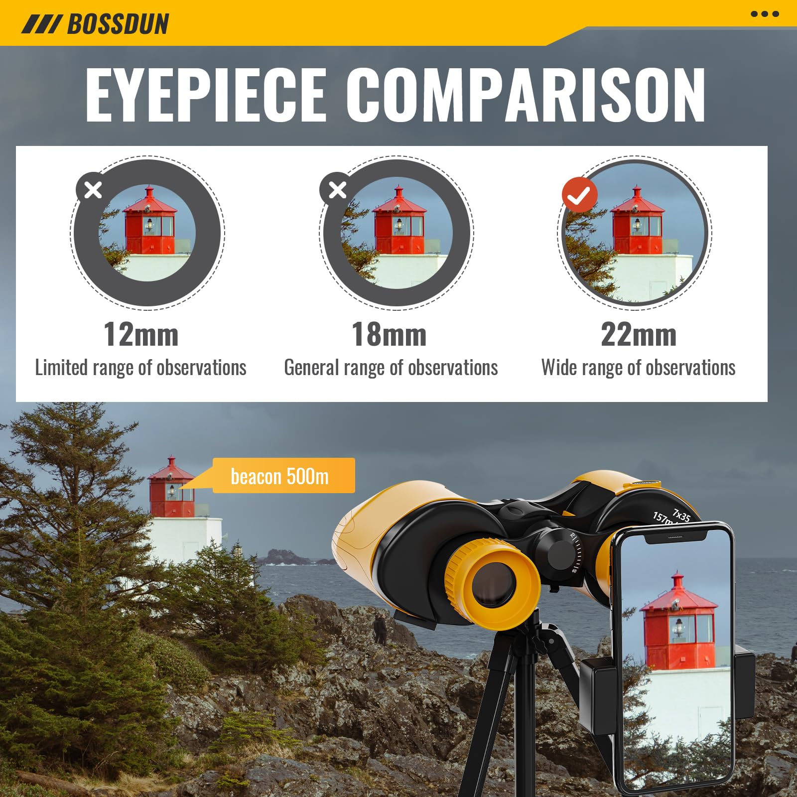 Bossdun 10X40 Binoculars For Adults - Compact High Powered Hd Binoculars For Kids - Easy Focus And Low Light Vision Of Waterproof Binoculars - Binoculars For Bird Watching Hunting Travel Cruise