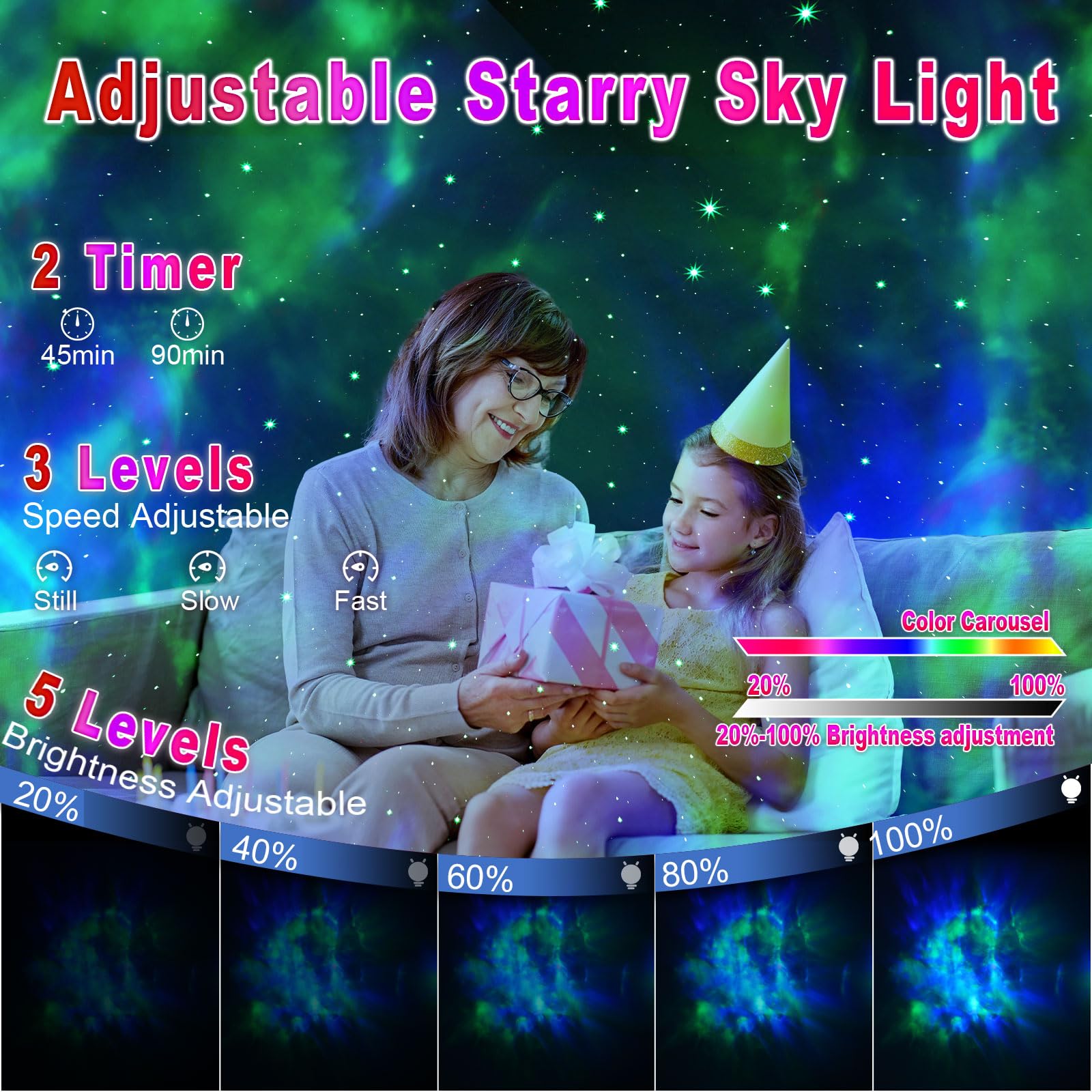 Poptrend Star Galaxy Night Light Projector For Kids Bedrooms - Astronaut Space Projector - With Remote Control And Timing Function - For Home Theater, Party, Living Room Decoration