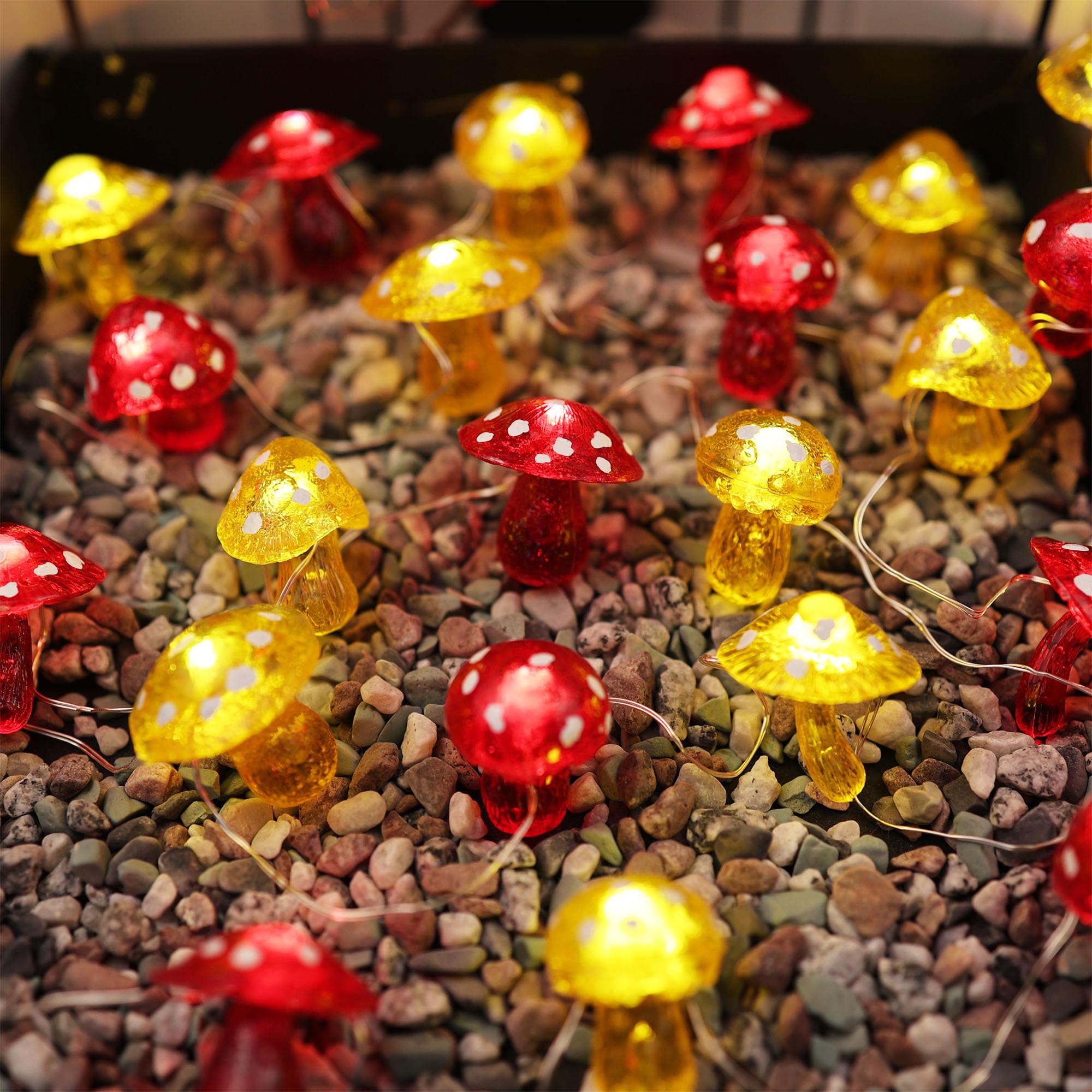 Jashika Mushroom Decor Solar String Lights Outdoor Garden Fairy Lights-14Ft 40 Led Waterproof With 8 Flick Options- Solar Christmas Lights For Outside 3D Mushroom Party Decoration For Yard Fence Doorway