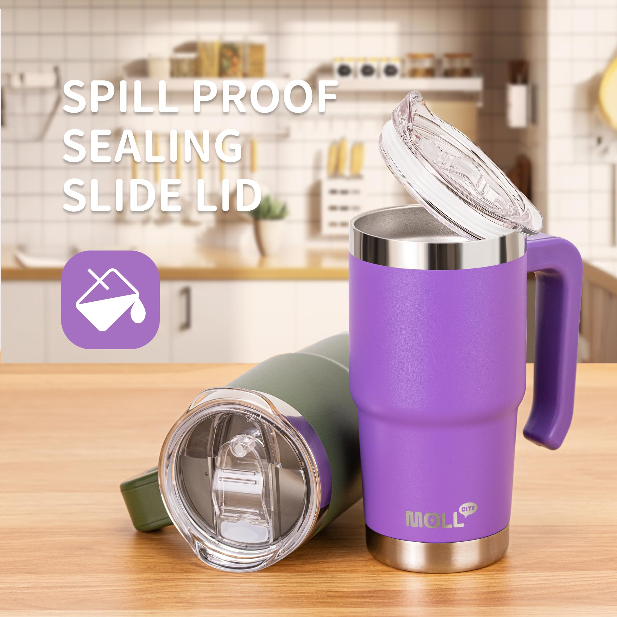 Kids 16 Oz Tumbler With Handle-Stainless Steel Double Wall Vacuum Insulated Travel Mug Water Cup