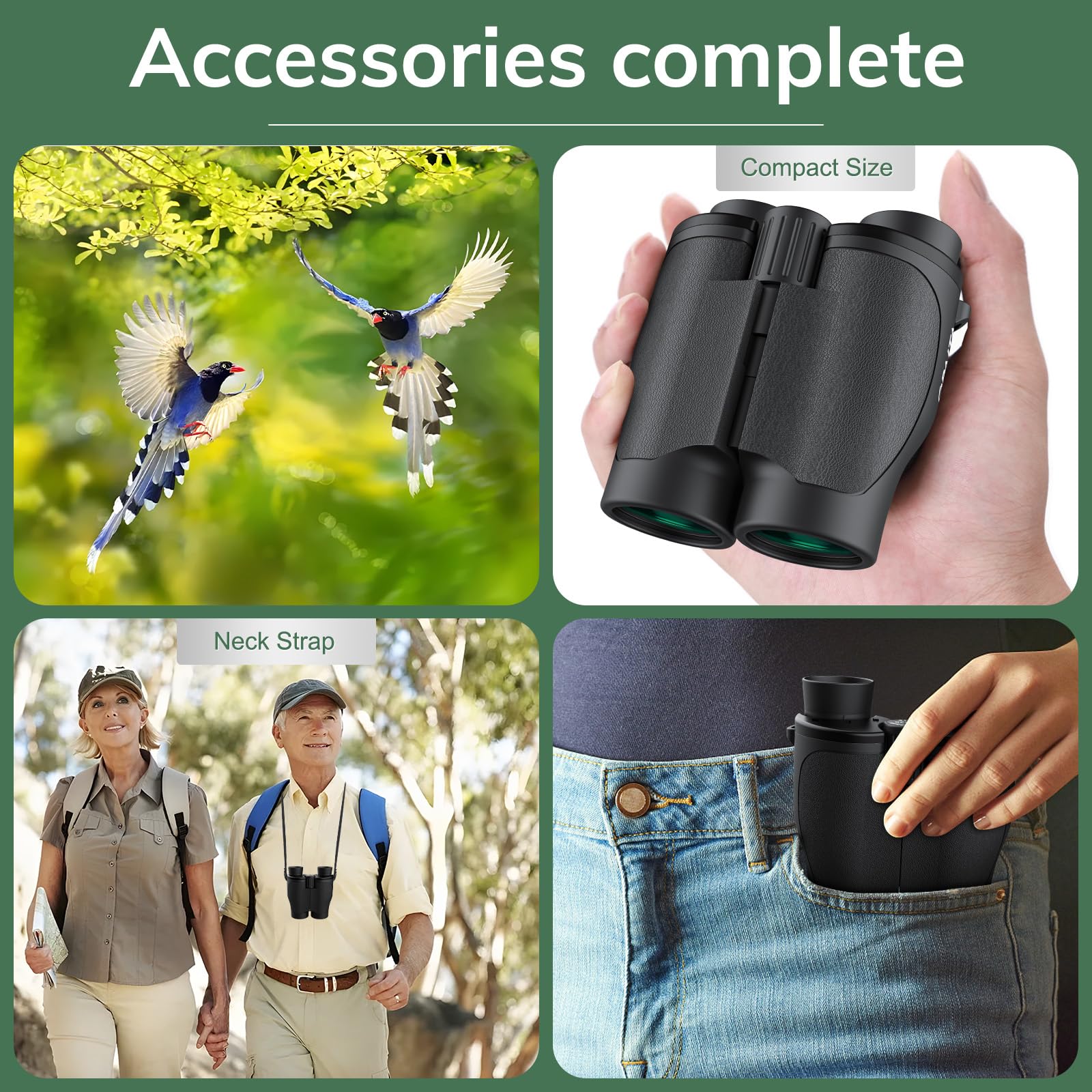Opaita Compact Binoculars For Adults High Powered - 20X32 Small Binoculars For Adults Kids With Low Light Vision For Hunting Cruise Ship Travel Concert Hiking