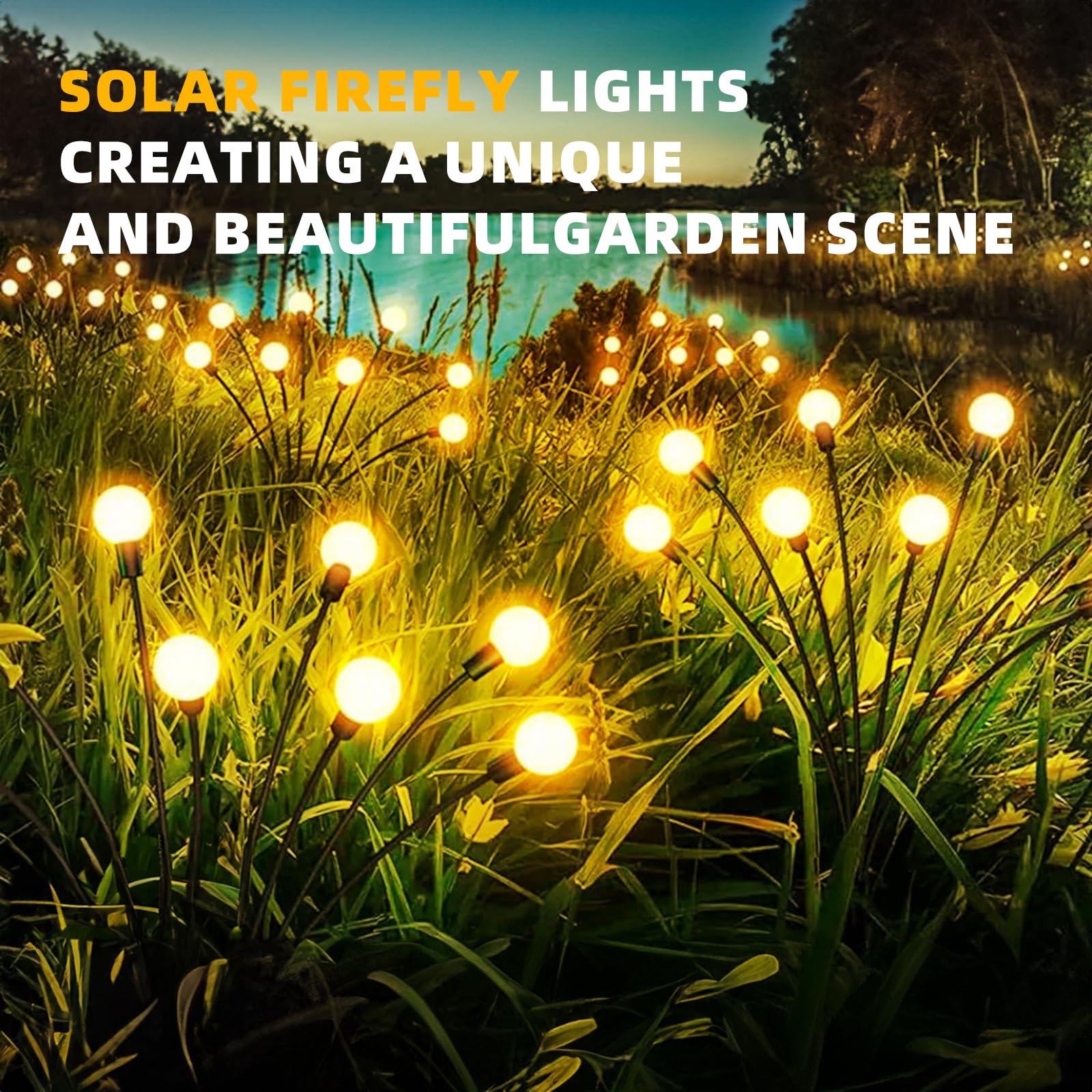 Rieyue Solar Garden Lights – 1 Pack, Dual Mode 10 Led Outdoor Solar Lights, Waterproof Solar Outdoor Decor For Yard, Patio, Pathway, Firefly Solar Lights Outdoor For Garden Ambiance(Warm Light)