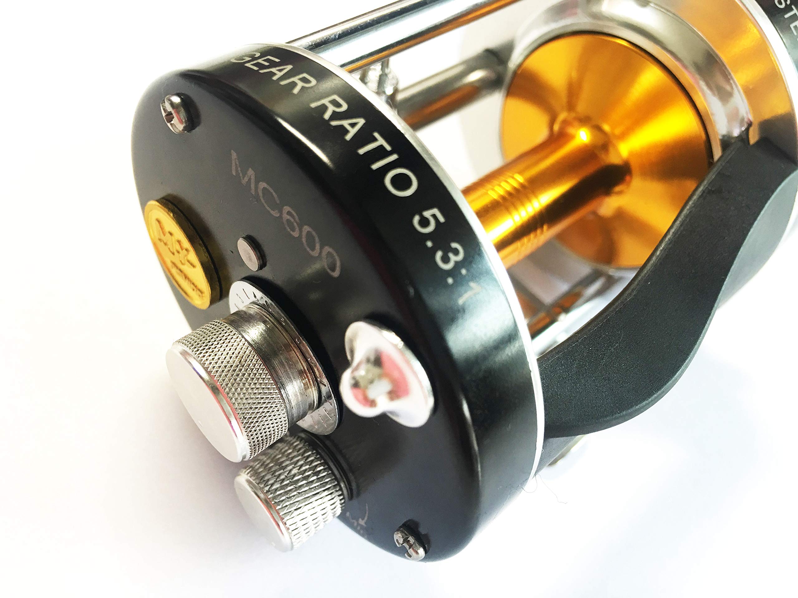 Ming Yang Mc600 Black Baitcasting Reel 6 Bb Right Handed Saltwater Fishing Gear Ratio 5.3:1 Muskie Catfish Fishing, Conventional Casting Reel With Power Handle