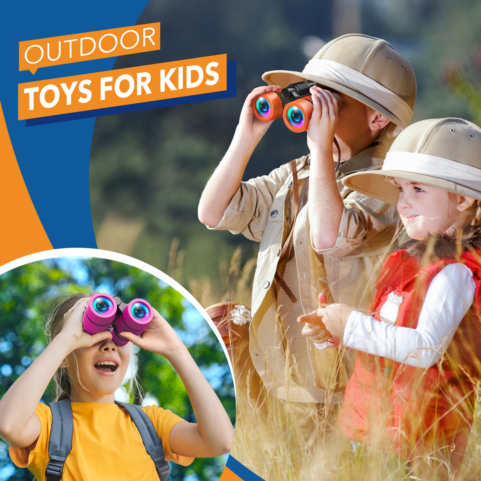 Let'S Go 3-8 Year Old Boy Girl Toys: Shockproof Binoculars For Kids Bird Watching Camping Hiking, 3 4 5 6 7 Year Old Boys Girls Toddler Outdoor Toy Travel Binoculars For Kid Ages 4-7
