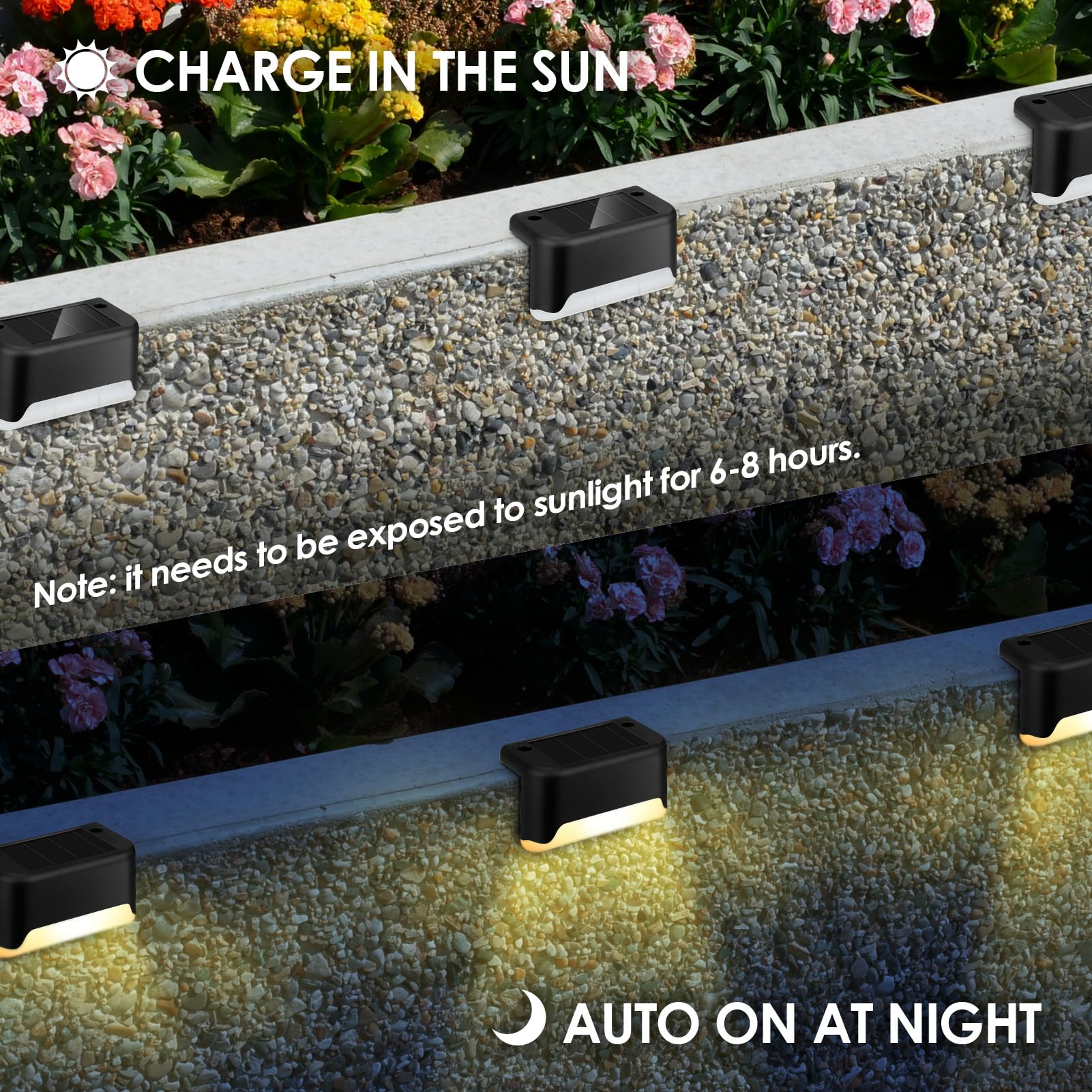 Gliship 16 Pack Solar Step Lights Outdoor, Led Lights Waterproof Weatherproof Solar Lights For Outdoor Fences, Stairs, Step, Yards, Patios, And Pathways, Lights Decorations Outside (Warm White)