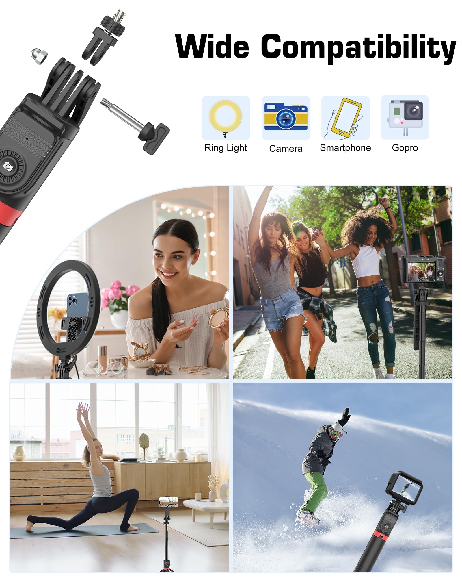 Fantcoo Iphone Selfie Stick Tripod With Bluetooth Remote, 86.6 Inches Retractable Phone Tripod Stand, Compatible With Iphone 14/13/12/11, Samsung, Cameras, Gopro And Other Smartphones
