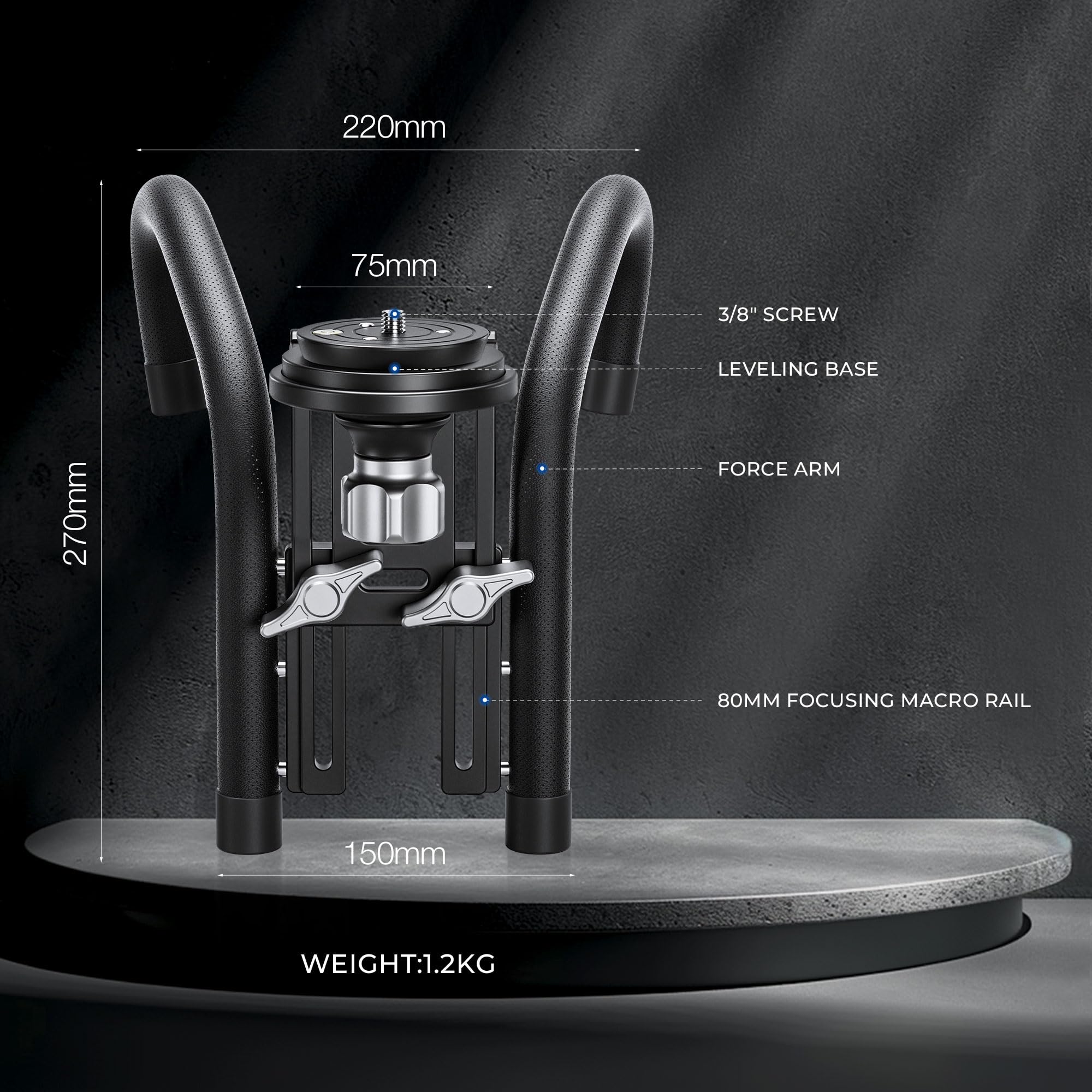 Leofoto Camera Window Stabilizer With 75Mm Bowl Base Leveling Adapter With 3/8" Screw, 80Mm Focusing Macro Rail, 10Kg/22Lbs Maximum Load Capacity, Camera Car Mount For Vlogging, Outdoor Photography (Wn-03)