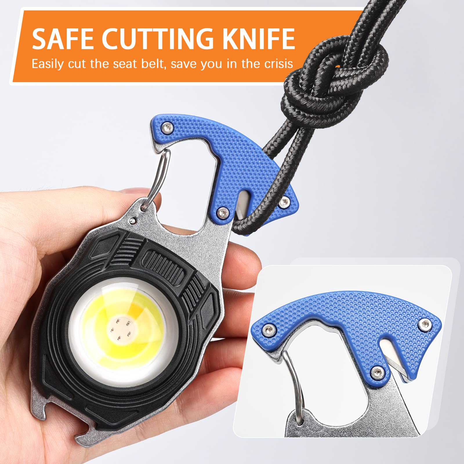Makdak Keychain Flashlight - 2Pc Arabiner Flashlight Tool Cob Keychain Work Light 7 Light Modes 1600Lumen Flashlights For Emergencies Small Led Flashlight Usb Light Work Light Orange And Blue