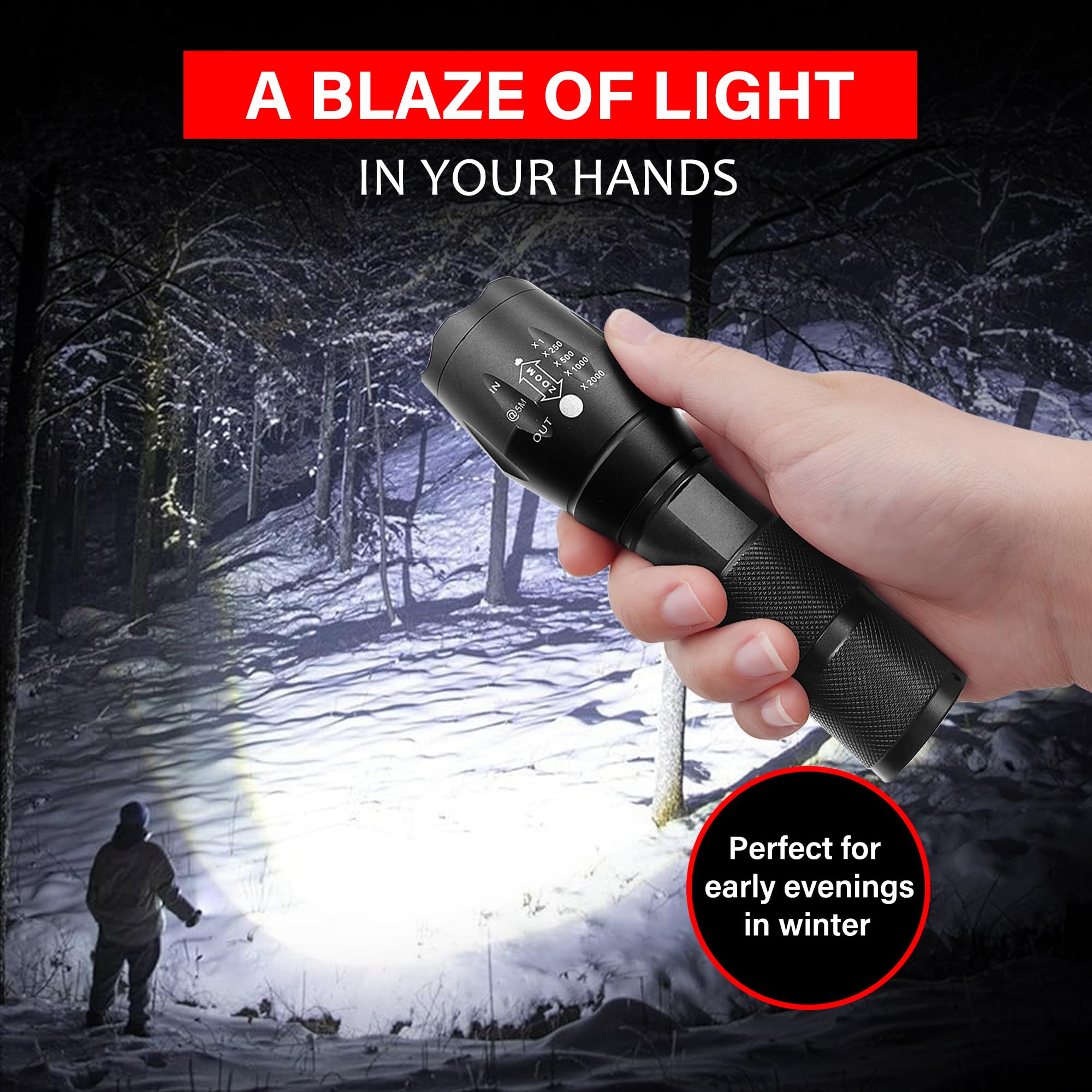 Gaigaimall Military Grade Tactical Led Flashlight High Lumen Single Mode Portable Zoomable Torch For Camping Hunting Emergency