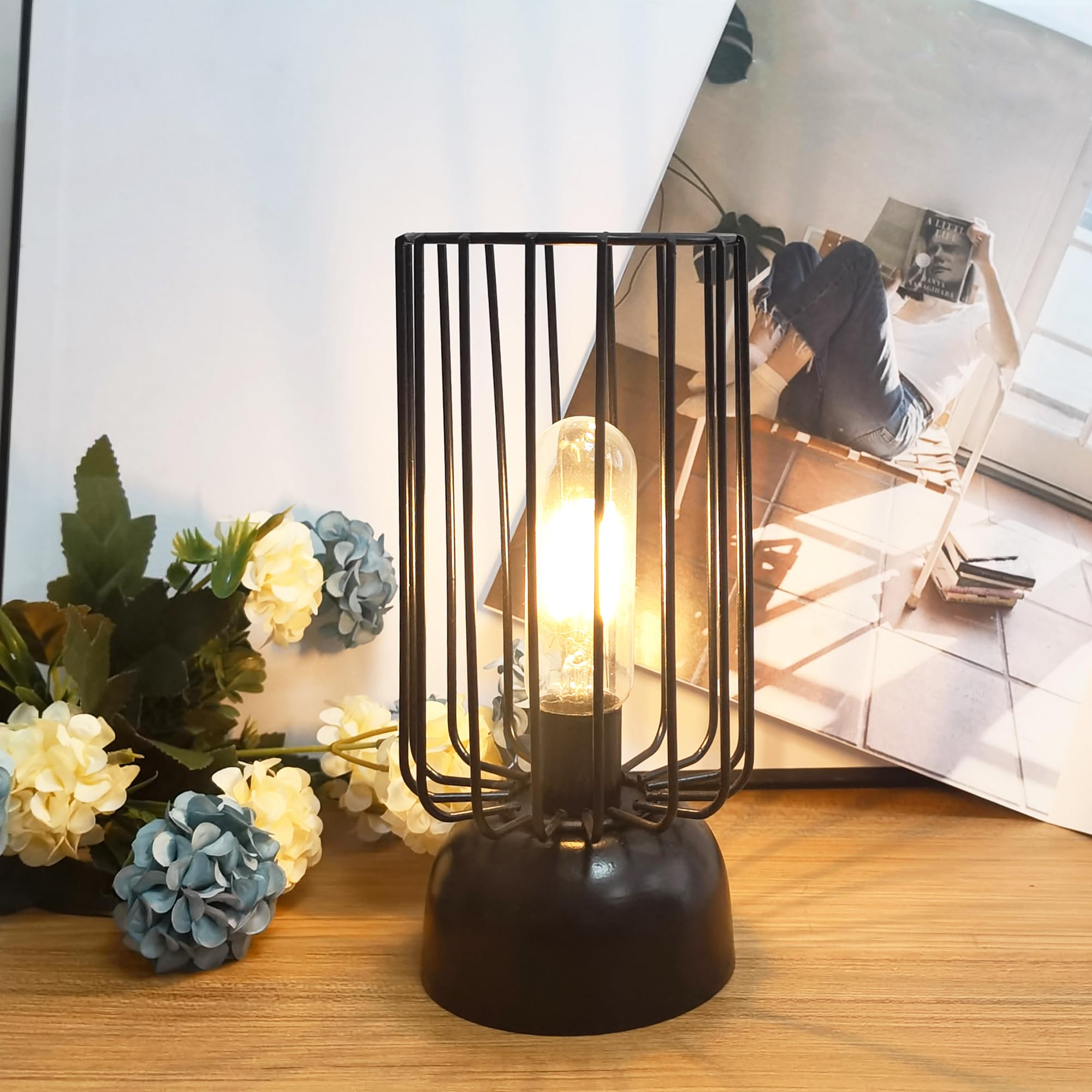 Auron Battery Powered Table Lamp Cordless Night Light Vintage Bedside Lamp Decorative Lantern For Bedroom Living Room Garden Party Office Indoor Outdoor