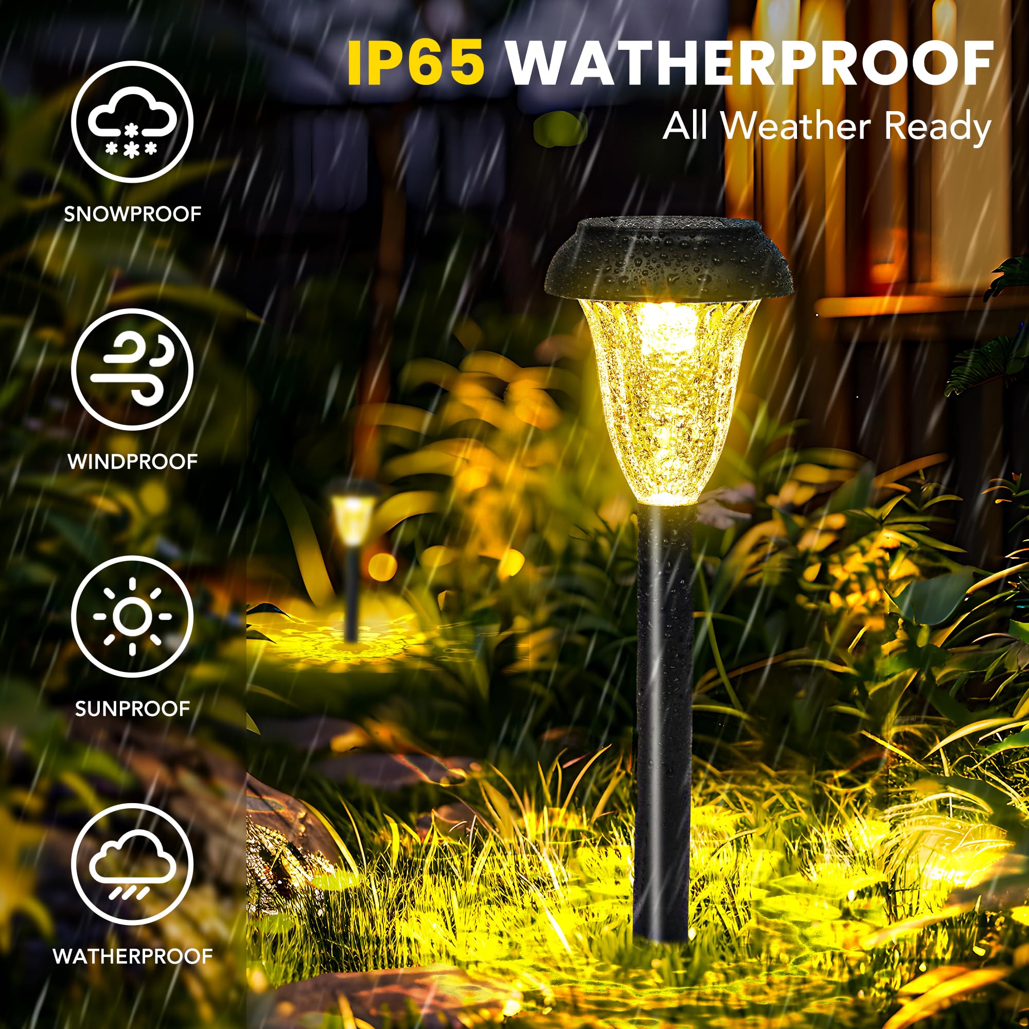 Gigalumi 16 Pack Solar Lights Outdoor Waterproof, Warm White Pathway Light Solar Powered, Landscape Lighting, Garden Lights For Decor, Patio, Garden, Yard, Pathways, Walkways