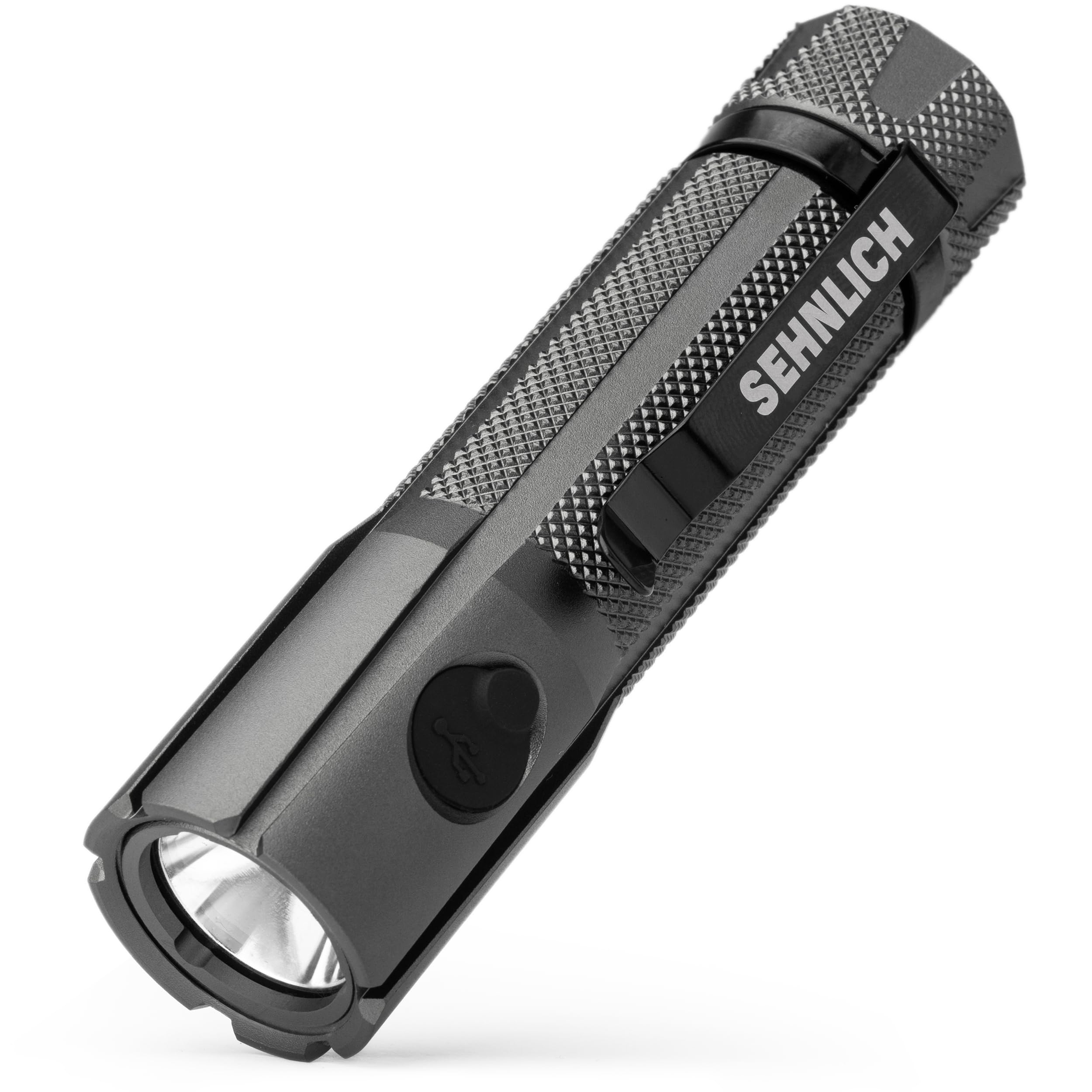 Sehnlich Led Rechargeable Flashlight - Super Bright 1250 High Lumens Flashlight, Waterproof Ip68 Small Compact Pocket Tactical Flashlight For Home, Emergency, Rescue, Camping,  For Men Platinum Grey