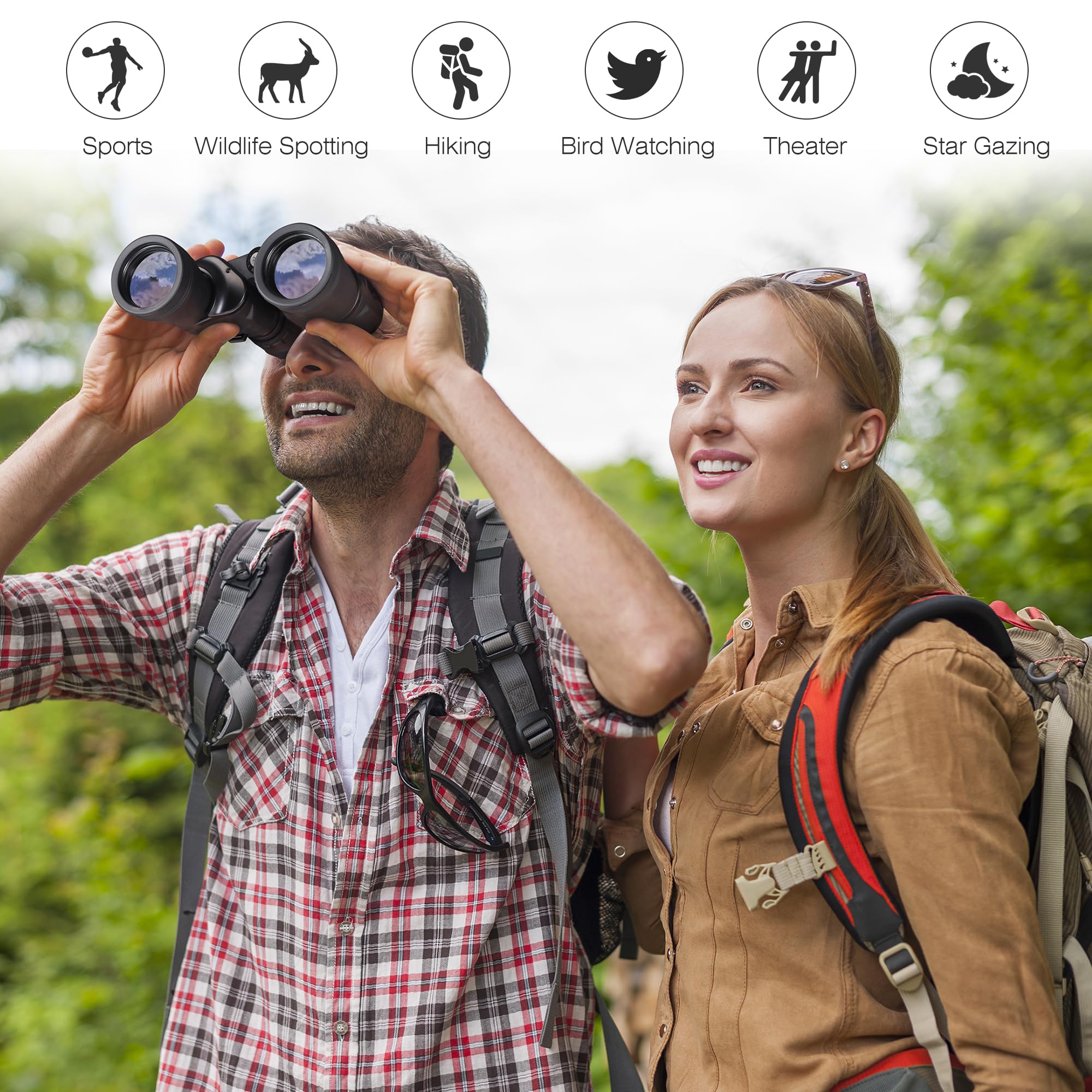Yomuse 10X50 Hd Binoculars For Adults And Kids, Large View Compact Binocular With Clear Low Light Vision, Waterproof/Professional Bino Culars For Bird Watching/Outdoor Hunting/Travel (Black)