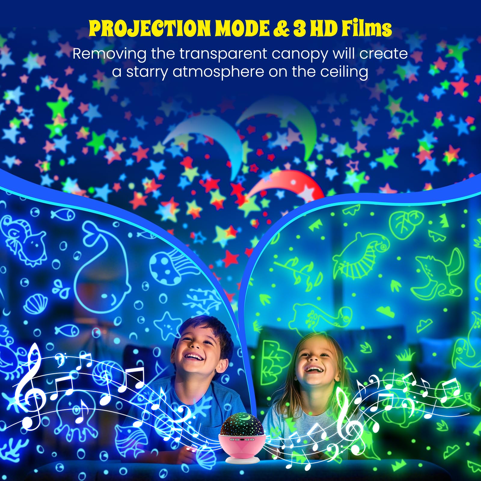 Baisiqilb Kids Star Night Light, Night Light Projector,Nebula Star Projector 360 Degree Rotation - 6 Led Bulbs 18 Light Color Changing With Usb Cable, Romantic  For Men Women Children (Pink)