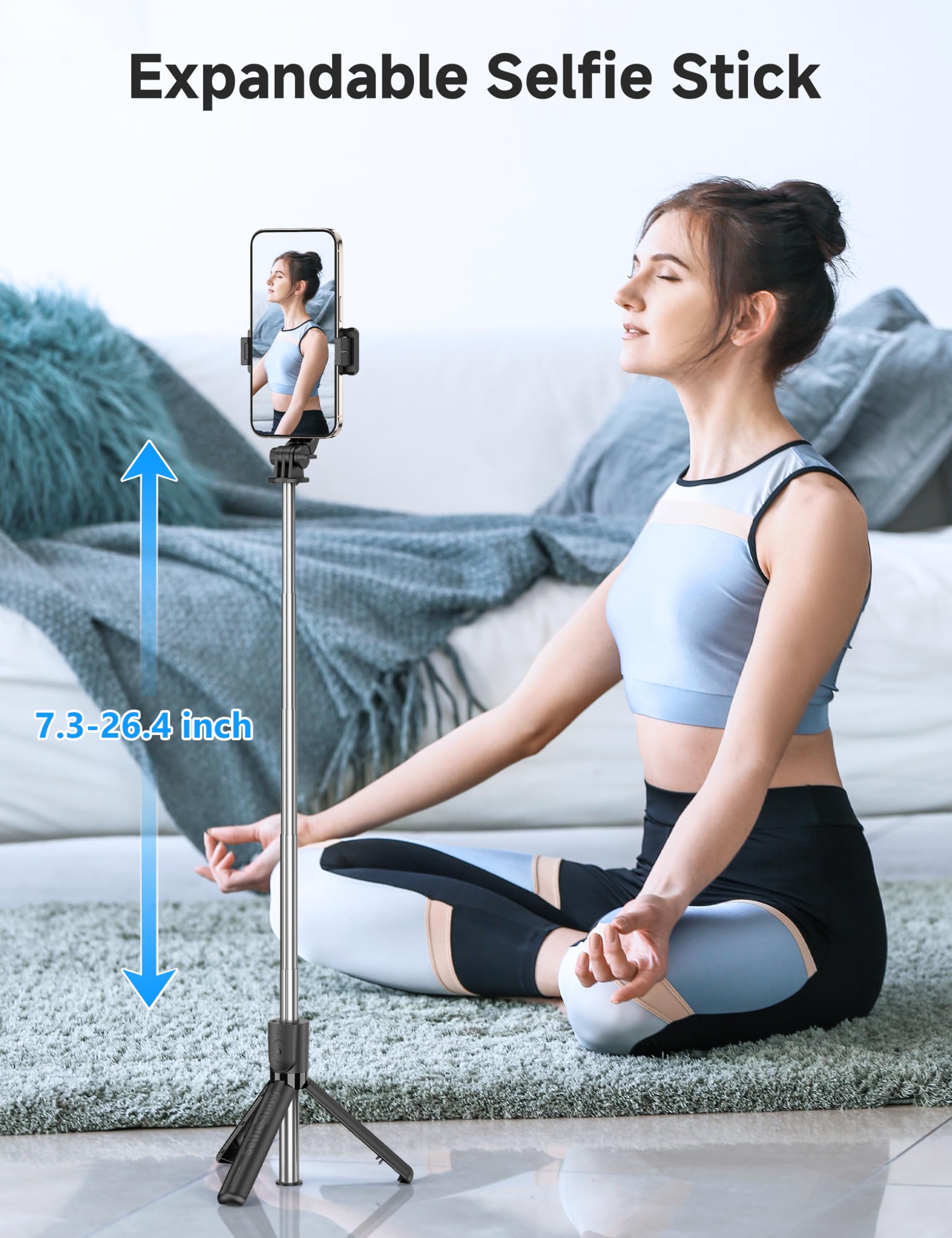 Selfieshow Portable Selfie Stick, 4 In 1 Extendable Phone Tripod Stand With Detachable Wireless Remote & Phone Holder 360° Rotating Mini Travel Tripod Compatible With Iphone 16/15/14/13 Pro/Android/Gopro