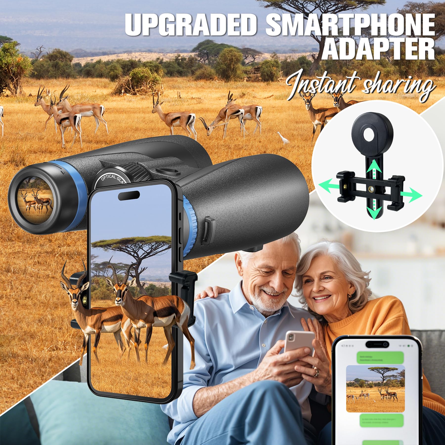 Lanpool 12X50 Hd Binoculars For Adults High Powered, Binoculars For Bird Watching With  Binoculars Phone Adapter, Large View Binoculars For Adults, Lightweight Binoculars For Long Distance