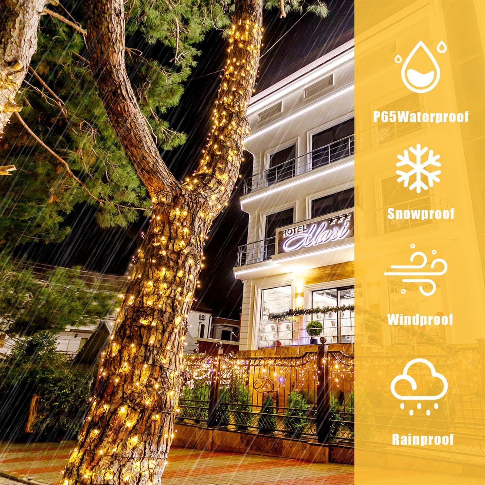Merrimax M Solar String Lights Outdoor - 65Ft/20M 200 Led Solar Powered String Lights, Usb Charging, Remote, 8 Modes Waterproof Lights For Garden, Yard, Tree Decor- Warm White