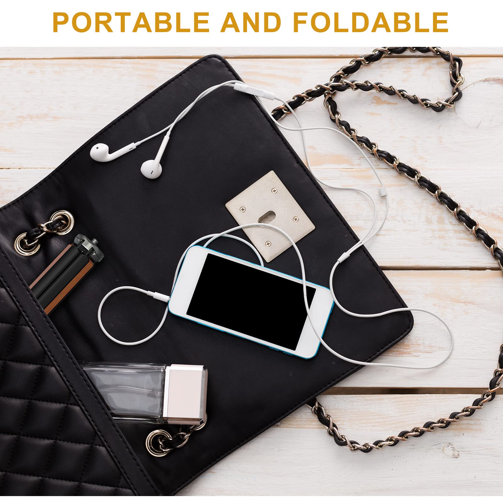 Poyinco Mini Tabletop Tripod Portable Iphone Tripod 1/4"-20 Mounting Screw And Folding Feet, Fits For Selfie Stick, Zhiyun, Osmo And All Camera Perfect For Photography Vlogging And Youtube.(Black)