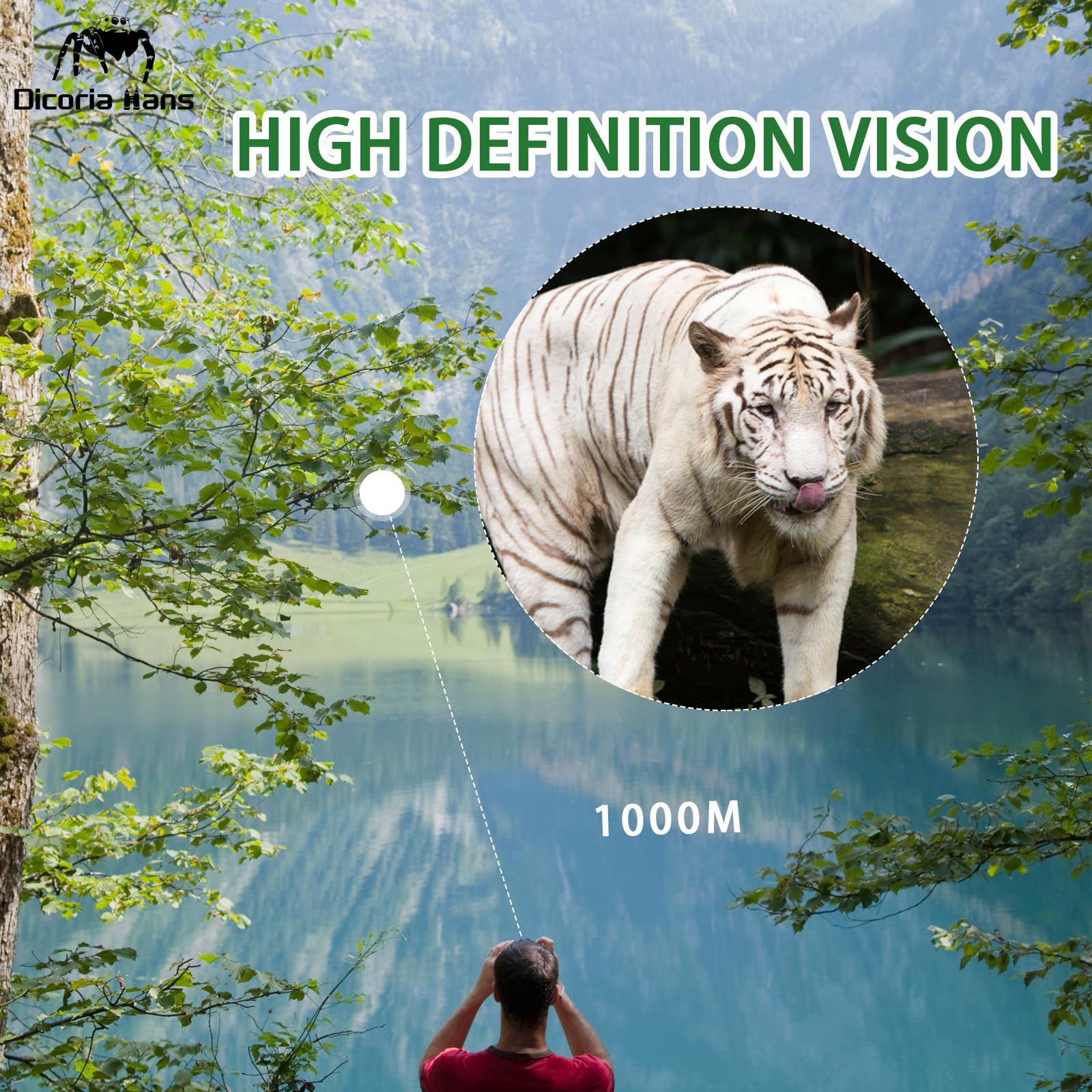 Dicoria Hans 7X35 High Powered Binoculars For Adults,Compact Binoculars With Low Light Vision For Bird Watching Hunting Football Games Travel Stargazing Cruise