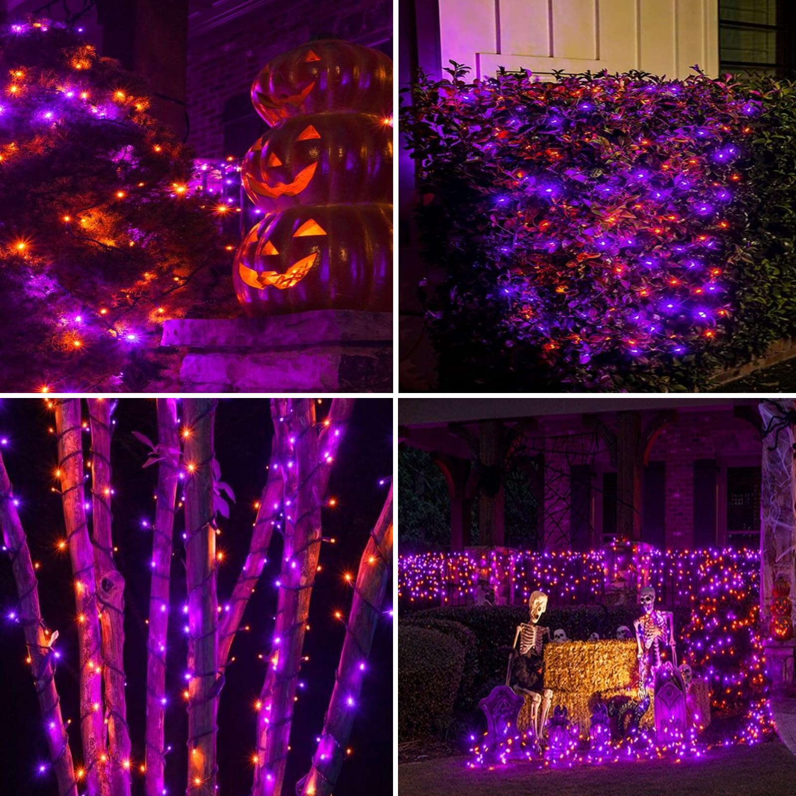 Albelt Orange & Purple Solar Halloween Lights, Super-Long 2-Pack Each 85Ft Solar String Lights Outdoor Waterproof, Super Bright 480 Led Solar Lights For Outdoor Halloween Decorations Party Garden Yard Patio