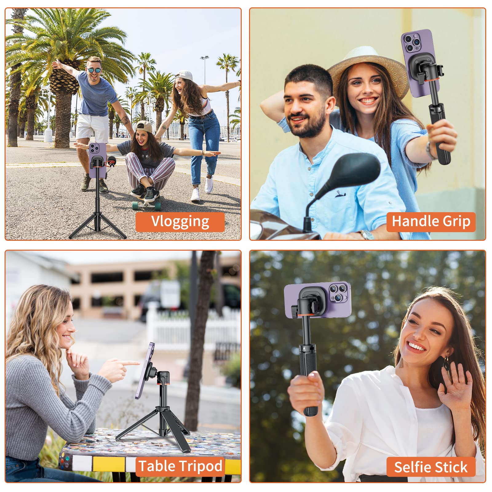 Vrig Express Magnetic Tripod, 21.6" Extendable + 1/4" Mount + Ring, Cell Phone Stand For Iphone 14, 13, 12 & All Phones & Cases