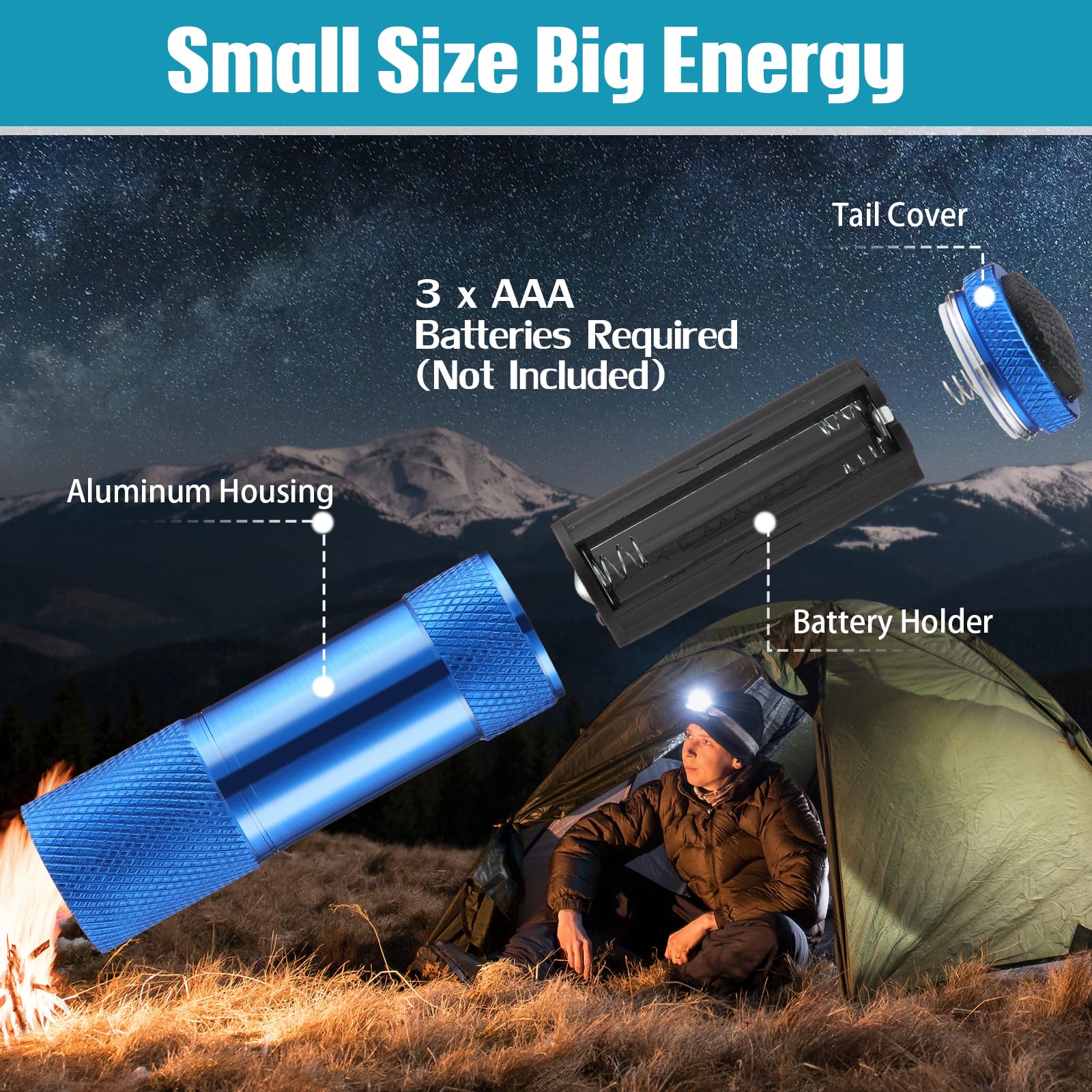 Vihose 48 Pcs Mini Flashlights Bulk, Bright Aluminum Handheld Flash Light With Lanyard, Small Led Flashlights For Kids Night Reading Emergency Hurricane Camping Hiking Party Favors(Bright Color)