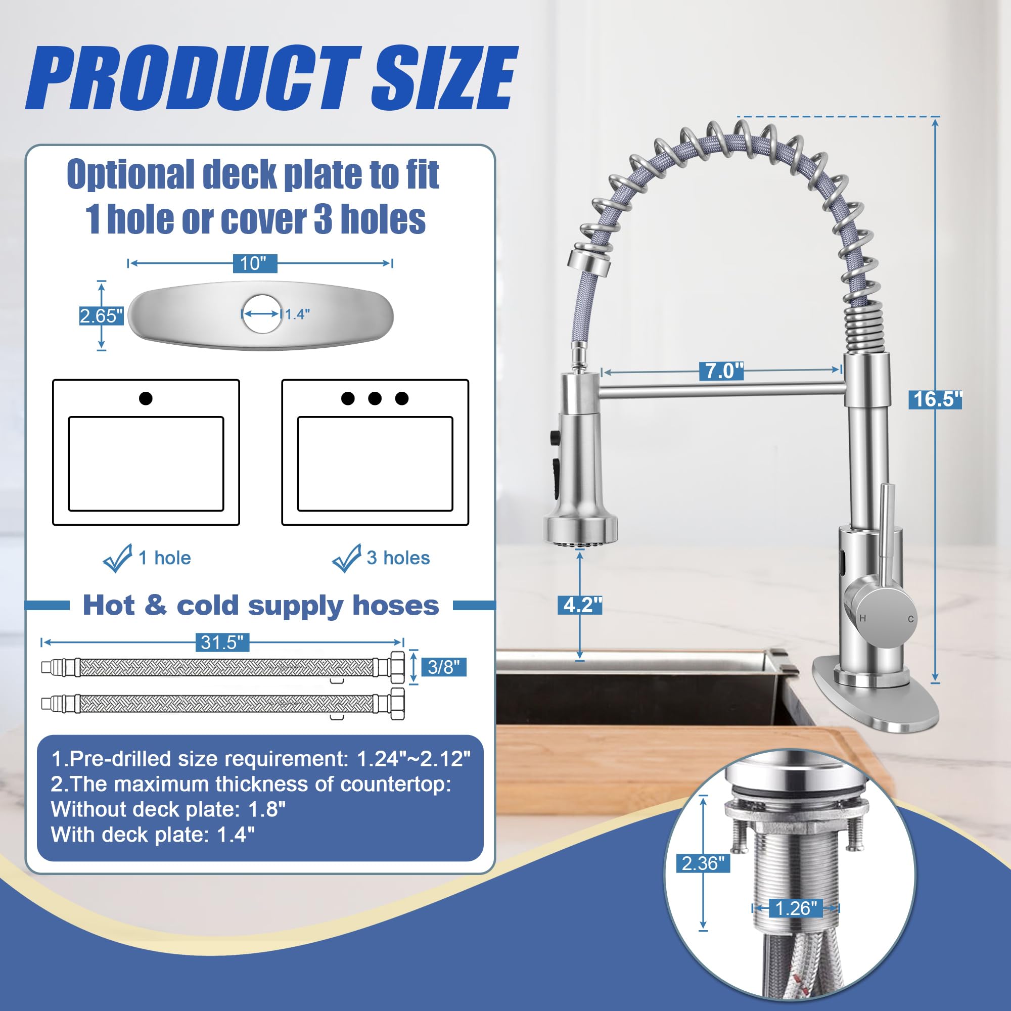 Homikit Touchless Kitchen Faucet With Soap Dispenser, Brushed Nickel Stainless Steel Smart Automatic Motion Sensor Spring Kitchen Sink Faucets With Pull Down Sprayer For Vanity Laundry Rv