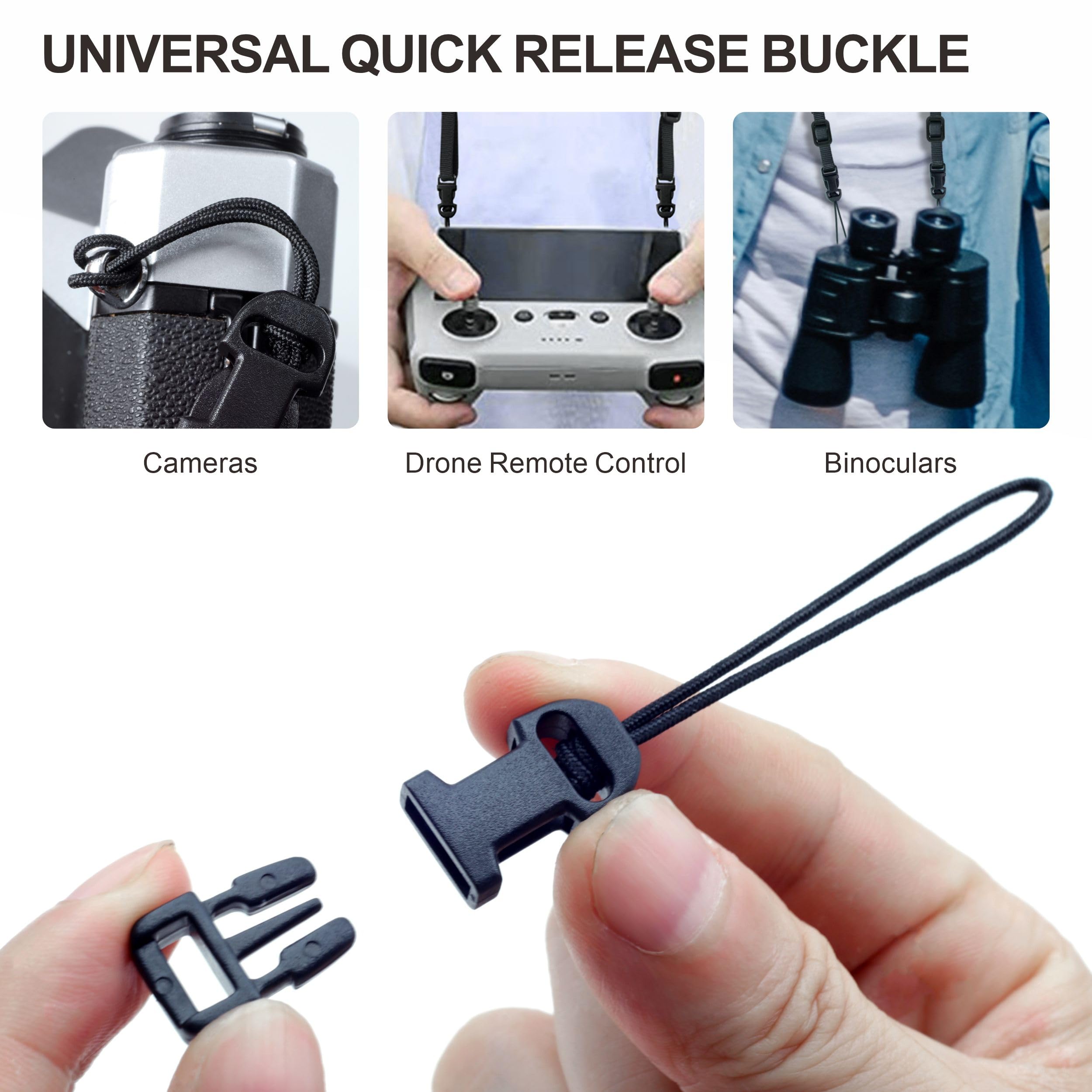 Padwa Lifestyle 4 Pcs Black Quick Release Camera Strap Qd Loops Connector Adapter - Camera Quick Release Clip Compatible For All Compact Digital Cameras,Binoculars, Drone Remote Control And Usb Stick
