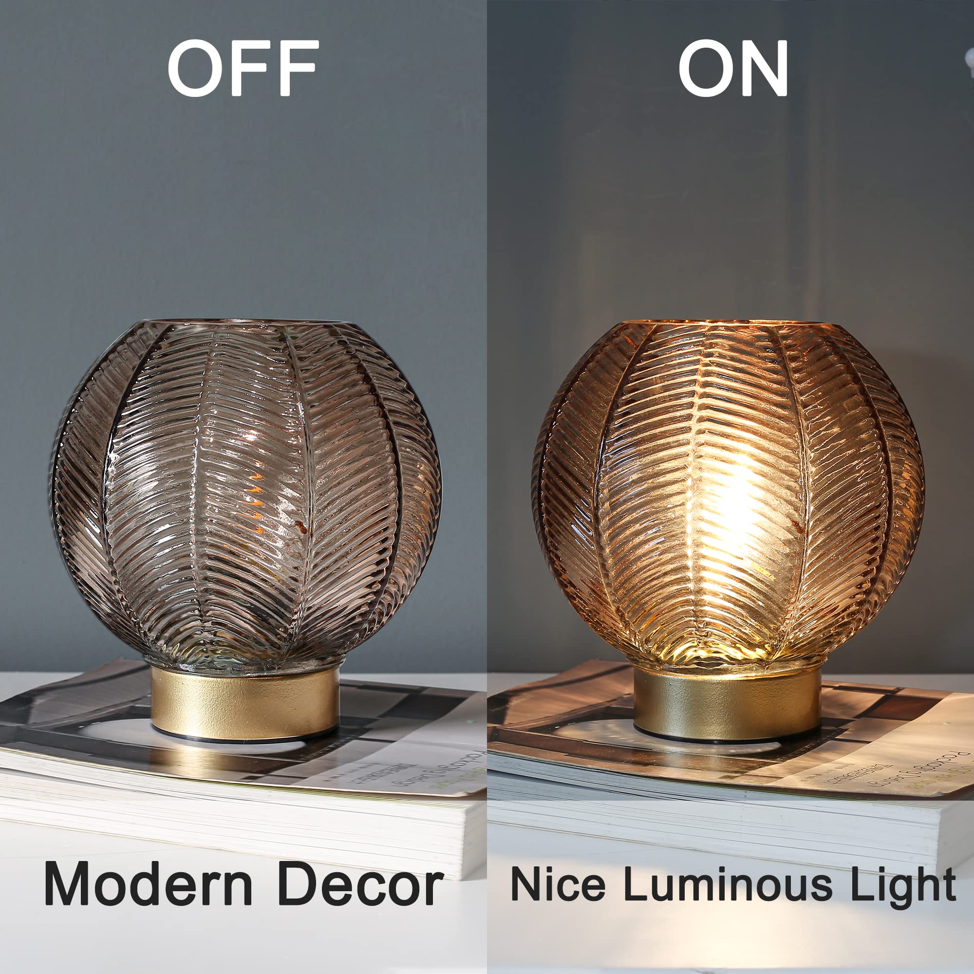 Lusharbor Battery Operated Lamp With Timer, Cordless Table Lamps With Bulb, Battery Powered Light, Small Lamps For Living Room Decorative Bedside For Corner Bedroom-Amber