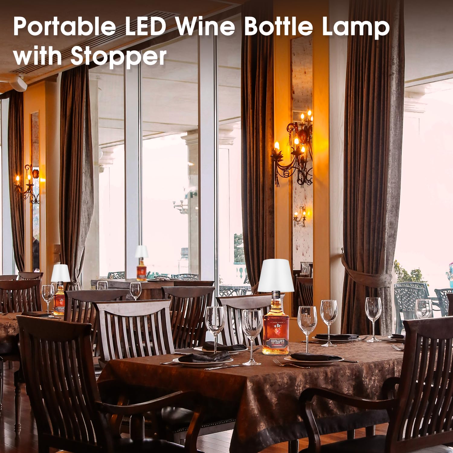 Ejfoiej Wireless Bottle Lamp Shade,Touch Control Wine Bottle Lamp,3 Color Stepless Dimming Bottle Table Lamp,Night Light For For Bars Restaurants