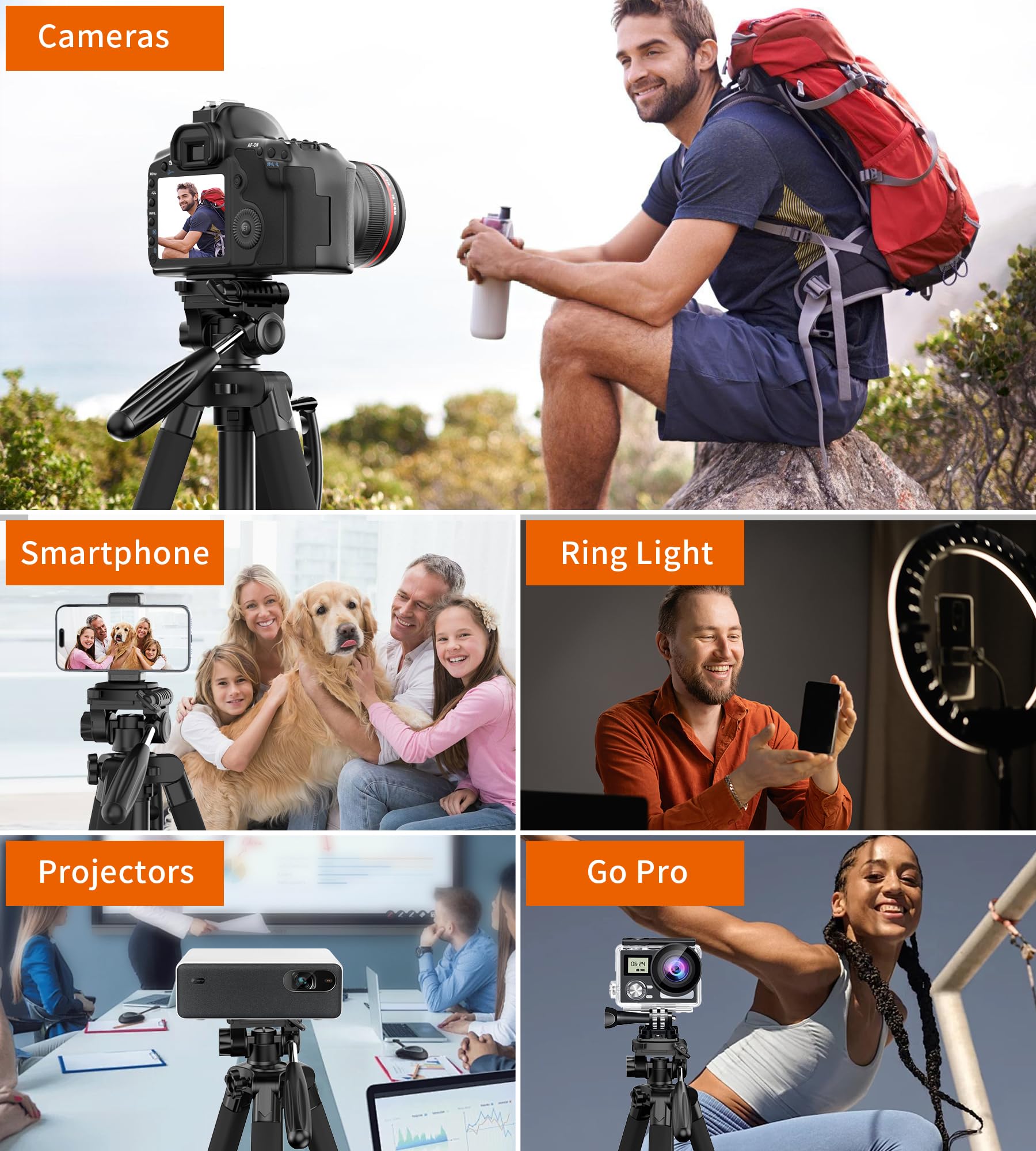 Zecti 74" Camera Tripod, Tripod For Phone And Camera Stand With Carry Bag, Aluminum Heavy Duty Tripod Stand For Canon Nikon With Monopod & 1/4" Screw, Compatible With For Phone/Camera/Projector/Dslr
