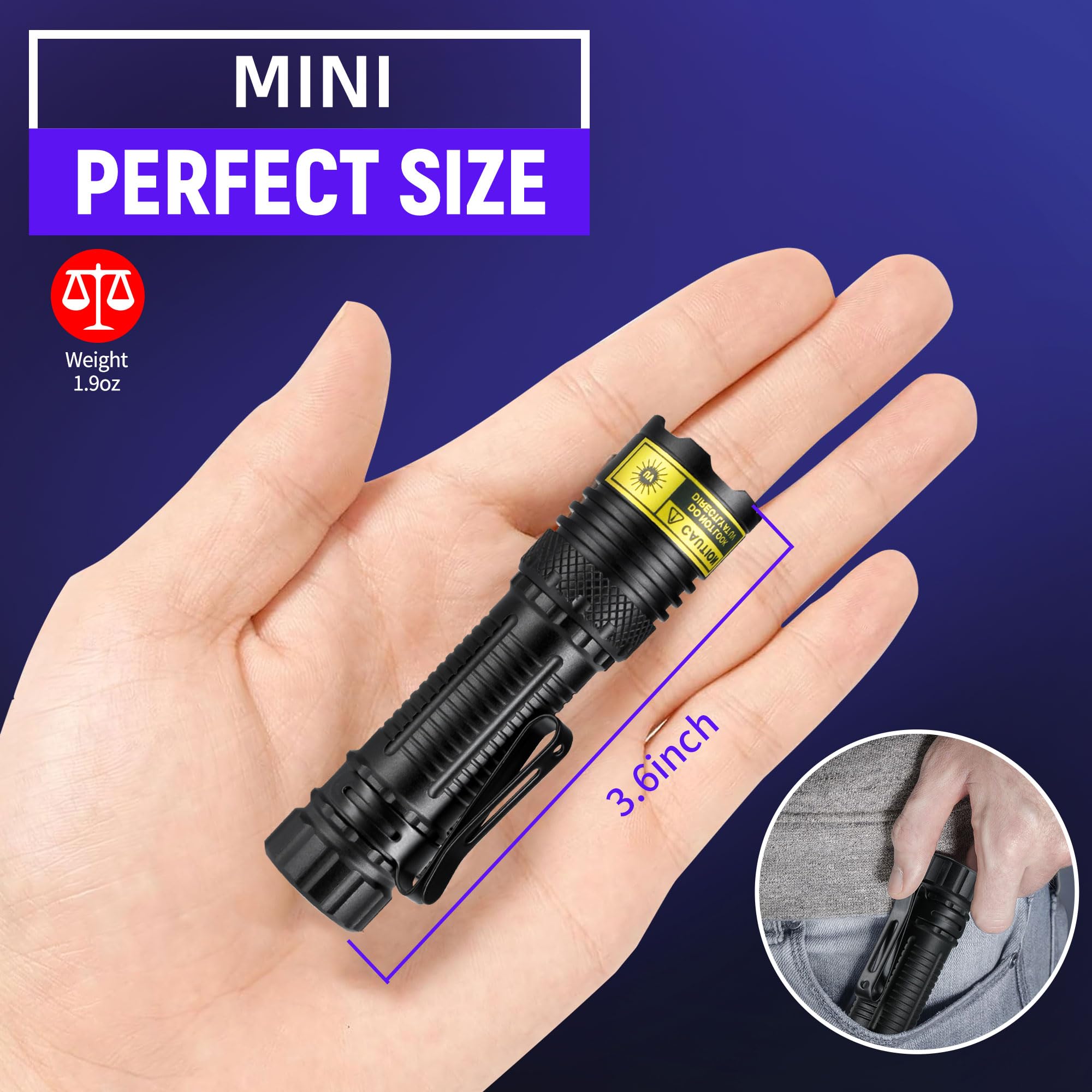 Vmtenmv Uv Flashlight Black Light 365Nm Usb Rechargeable Blacklight Mini, Wood'S Lamp Portable Handheld Powerful Led Ultraviolet Lights Flashlights, For Resin Curing, Rocks, Pet Urine Detection