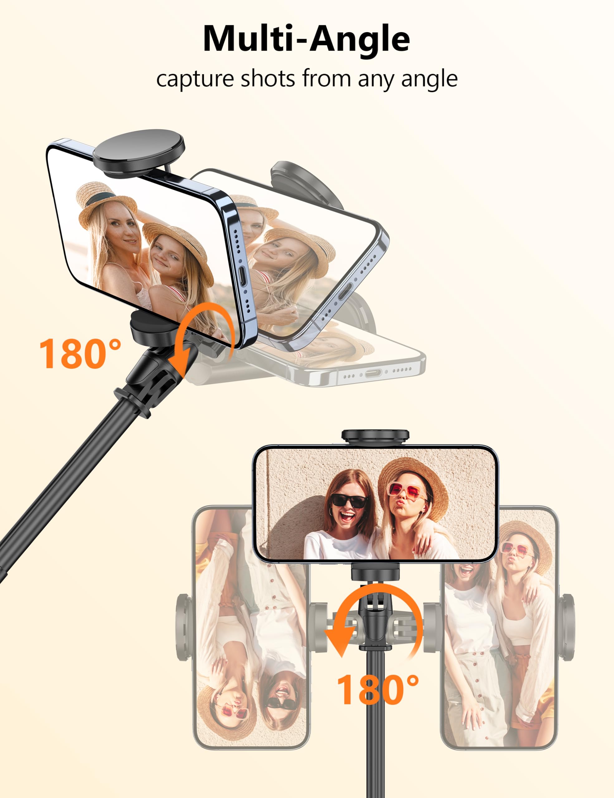 Selfieshow 68" Automatic Tripod, Auto-Open Phone Tripod Stand With Magnetic Remote, All-In-1 Extendable Selfie Stick Travel Tripods For Cell Phone 360° Rotate Stable Iphone Selfie Stick For Video Recording