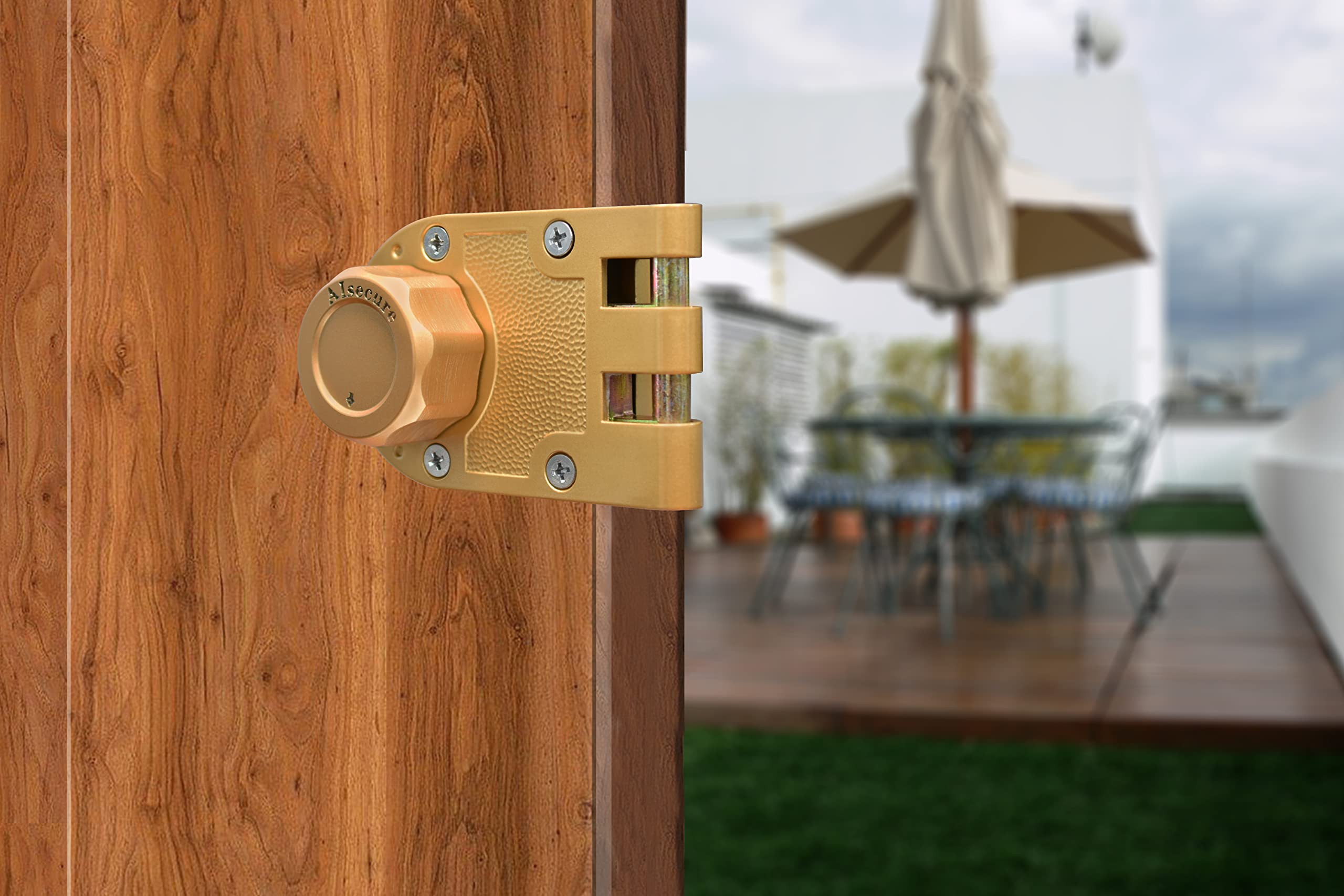 Aisecure Twist-To-Lock Jimmy-Proof Deadbolt Lock – Keyless Entry With Unpickable Night Latch, Anti-Mislock Button, 304 Stainless Steel Heavy-Duty Guard, Single Cylinder, Forced-Entry Resistant, Brass Finish