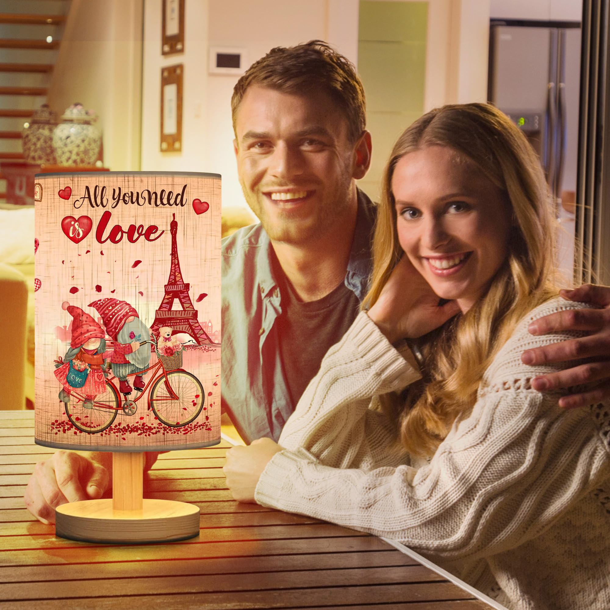 Aridur Valentines Day For Her, Valentines Day Decor Table Lamp, Desk Lamp Valentines Decorations For Home, Living Room, Bedroom, Study, Pink Red Gnome Bedside Lamp, Led Bulb Included