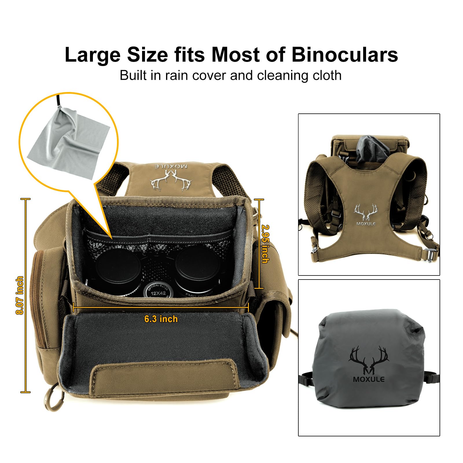 Moxule Binocular Harness Chest Pack: Bino Case With Rangefinder Pocket