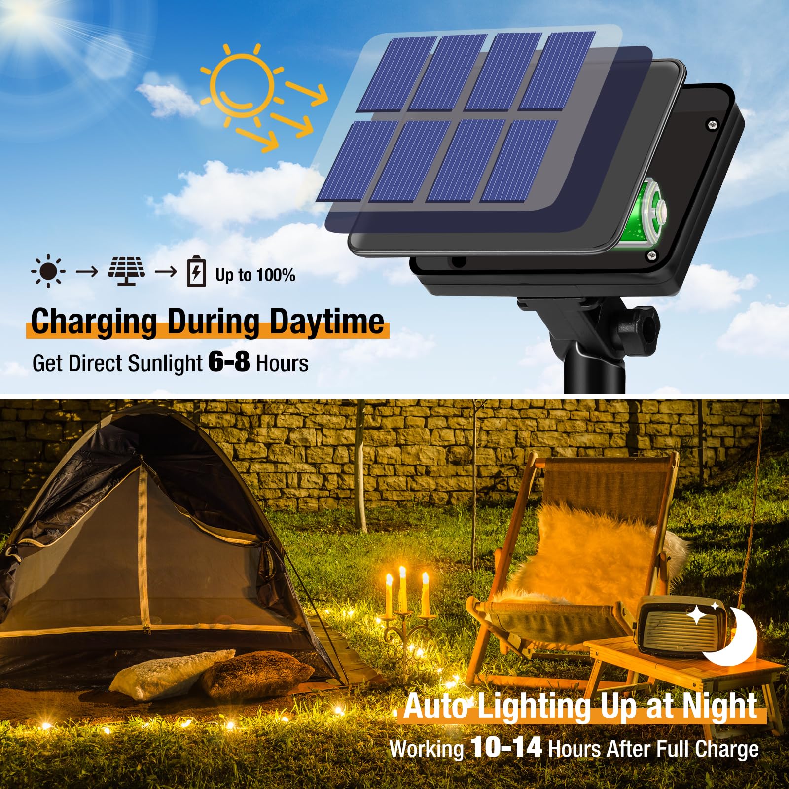Btfarm 4 Pack Solar String Lights Outdoor - 320Led 132Ft Solar Fairy Lights Waterproof 8 Modes, Copper Wire Solar Powered Twinkle Lights For Outside Tree Garden Christmas Wedding Party Decor (Warm White)