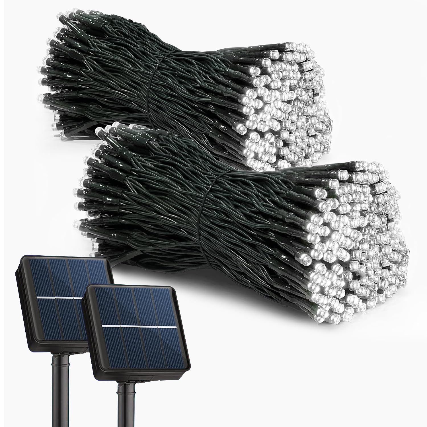 Lalapao Solar String Lights 2 Pack, 400 Led 144Ft Outdoor Waterproof Christmas Lights, 8 Modes For Tree, Patio, Yard, Garden, Parties Decoration (White)