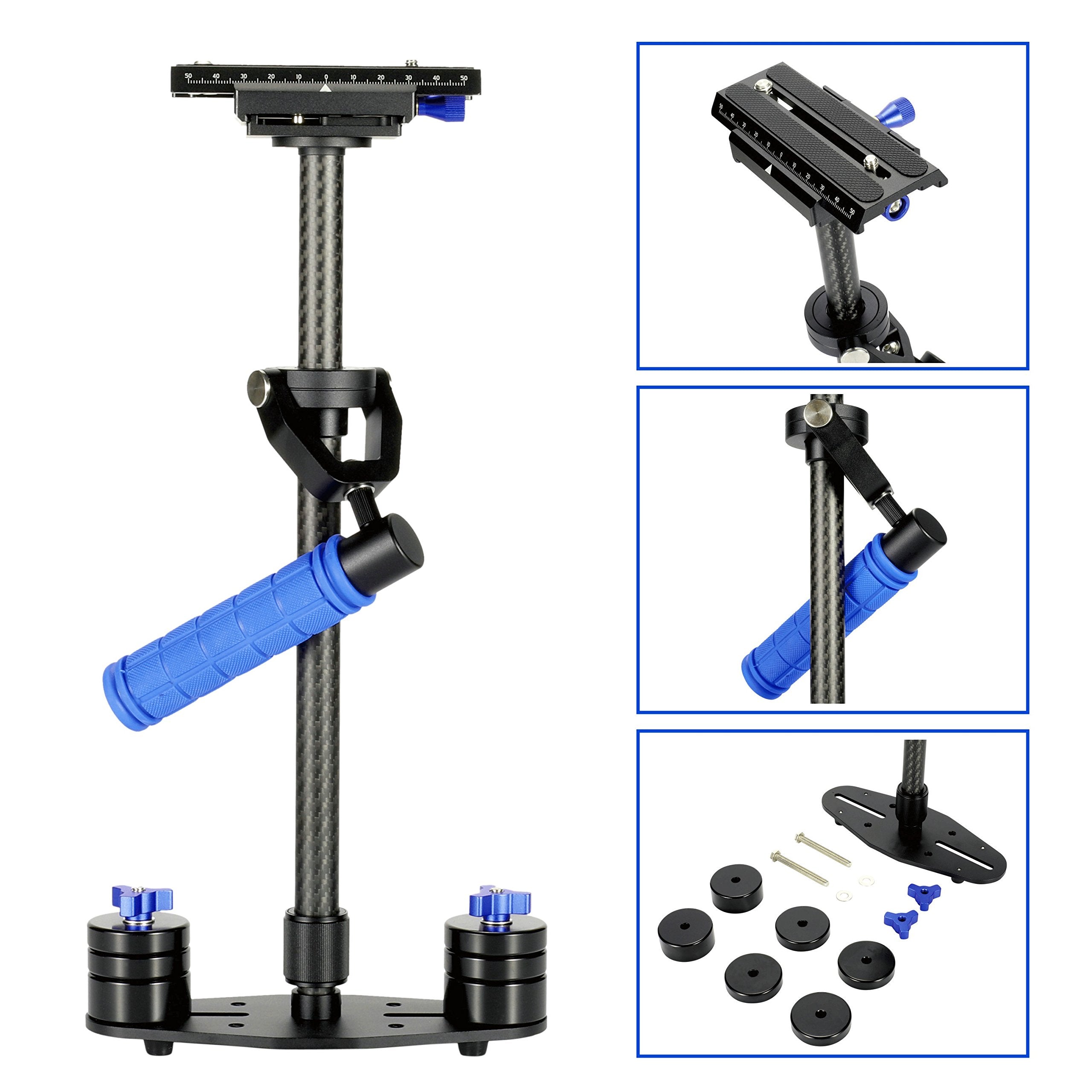 Sunsmart Morros Carbon Fiber Camera Video Stabilizer With Min Length 38Cm And Max Length 60Cm With Quick Release For Dslr And Video Cameras