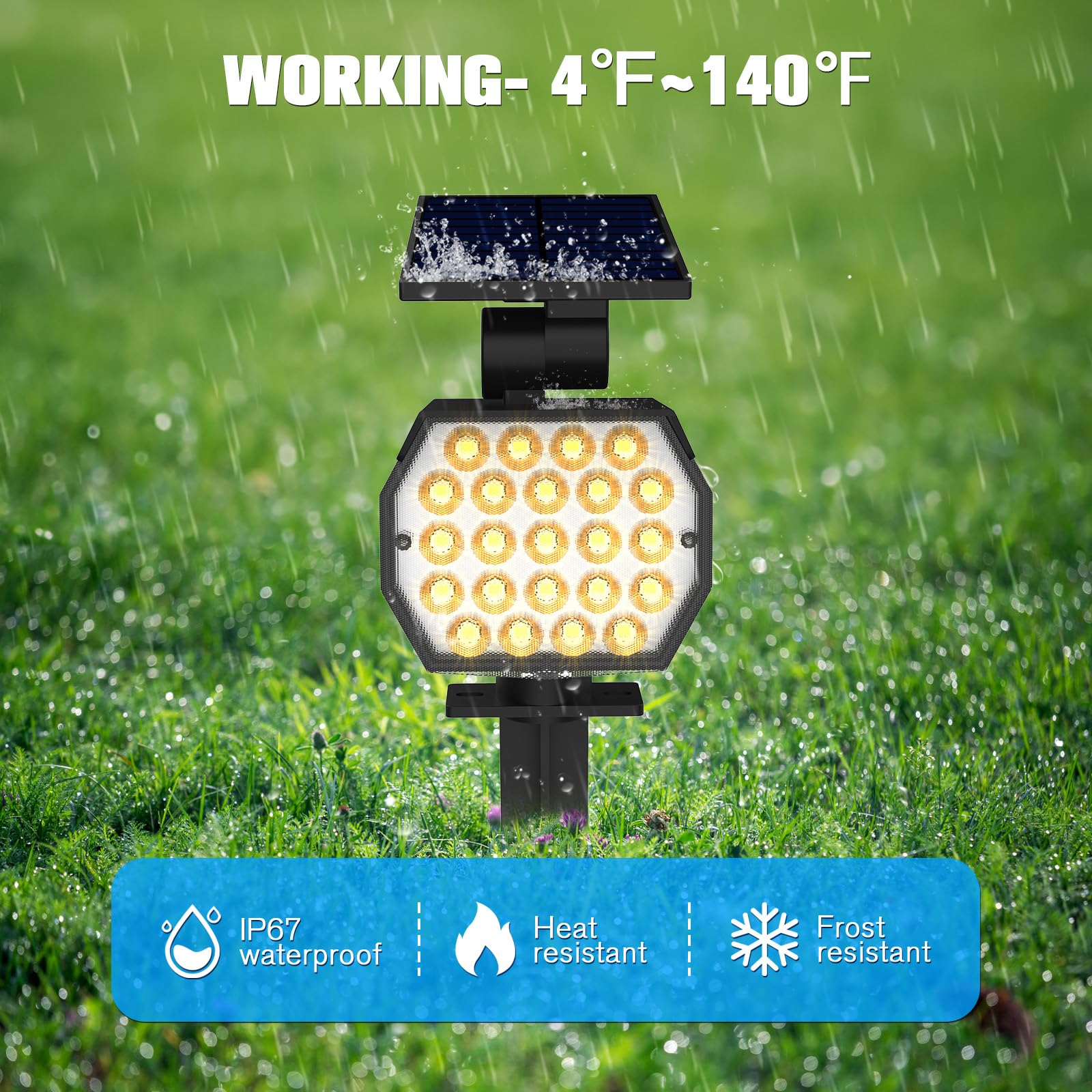 Niorsun Solar Spot Lights Outdoor,23 Leds Landscape Lighting With Auto On/Off And 3 Lighting Modes, Ip67 Waterproof Spotlights,Outdoor Solar Lights For Yard Garden,6 Pack(Warm White)