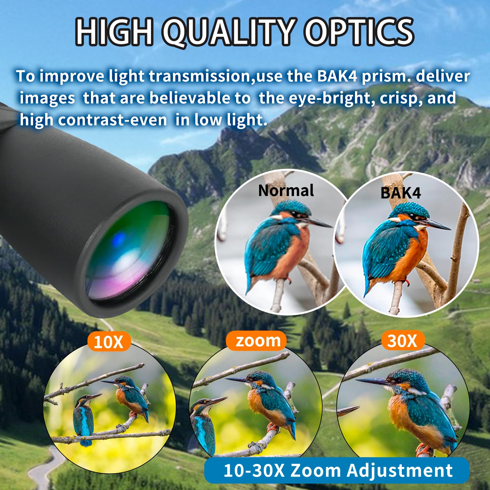 Cert Leidis 10-30X50 Zoom Binoculars For Adults High Power, Low Light Night Vision, Bak4 Prism With Fmc Lens, Waterpoof, Hd Professional Binoculars For Bird Watching, Hunting, Outdoor, Hiking