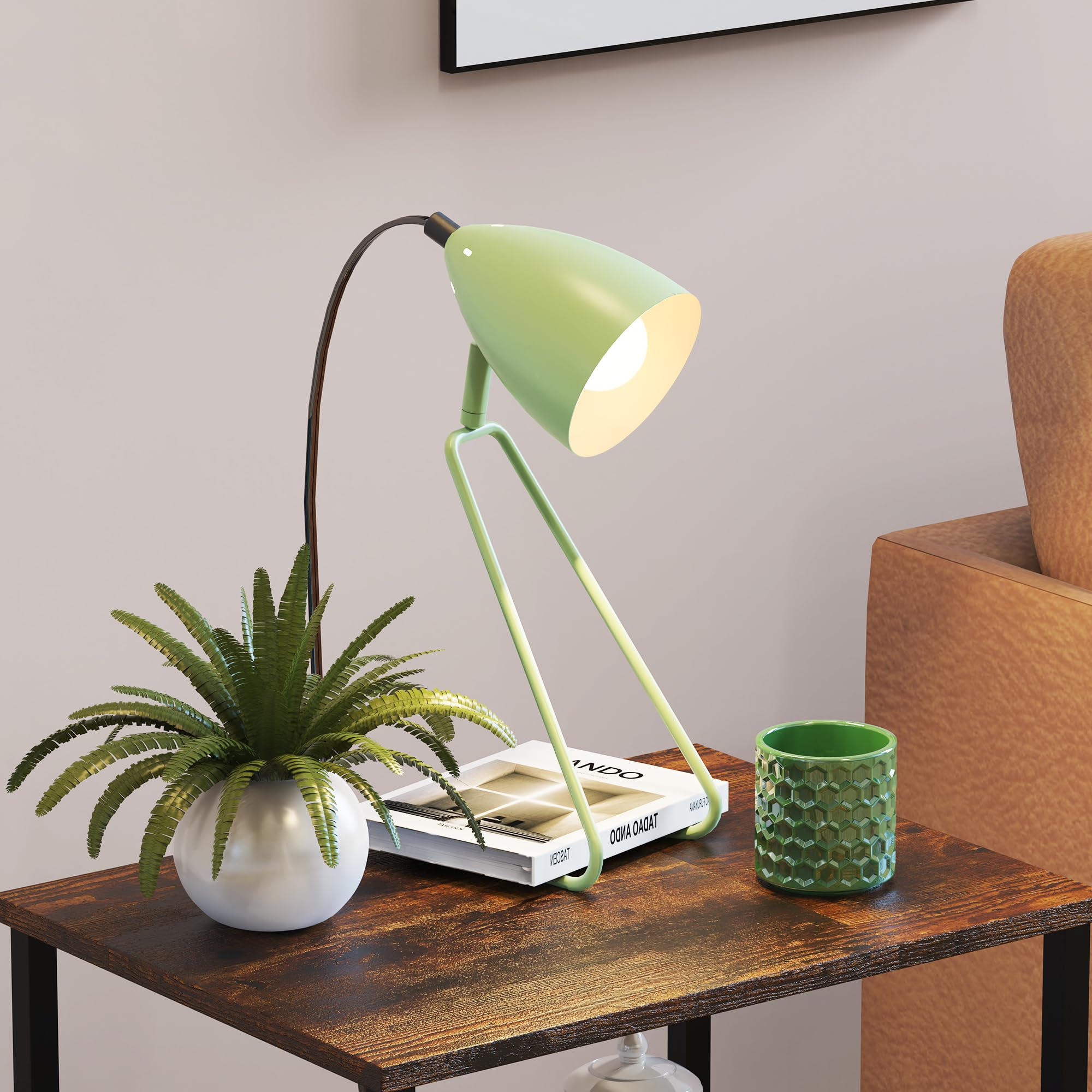 Partphoner Table Lamp Set Of 2, 350°Rotatable Small Desk Lamp, Modern Green Reading Bedside Lamps, Suitable For Study, Bedroom, Office, Dorm, Children'S Room, 2 Bulbs Included