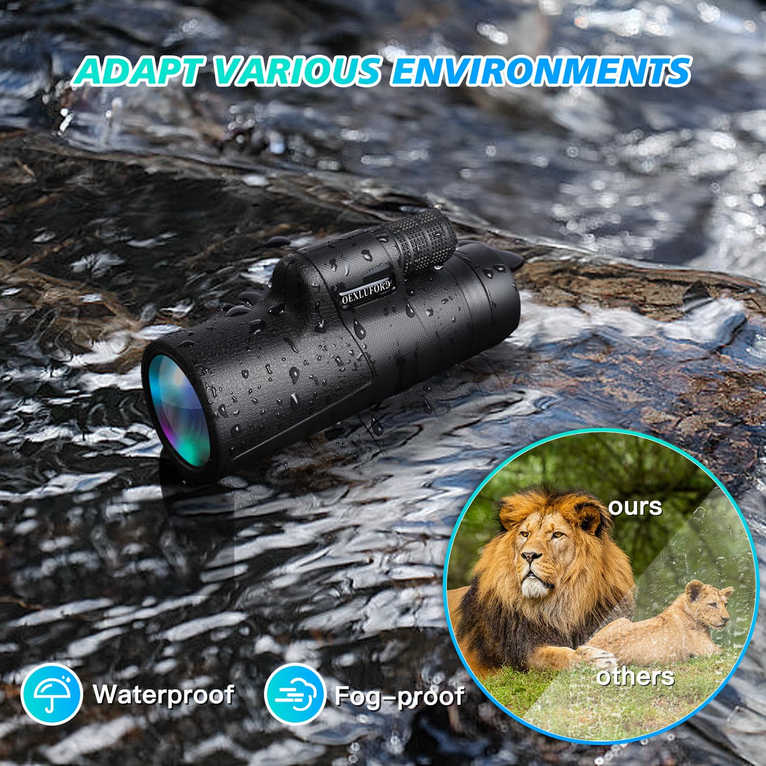 Oexluford 80X100 Monocular For Adults - Monocular Telescope High Definition With Smartphone Holder & Tripod, High Power Monoculars For Adults Watching Hunting Camping Hiking Travling With Zoom Focus