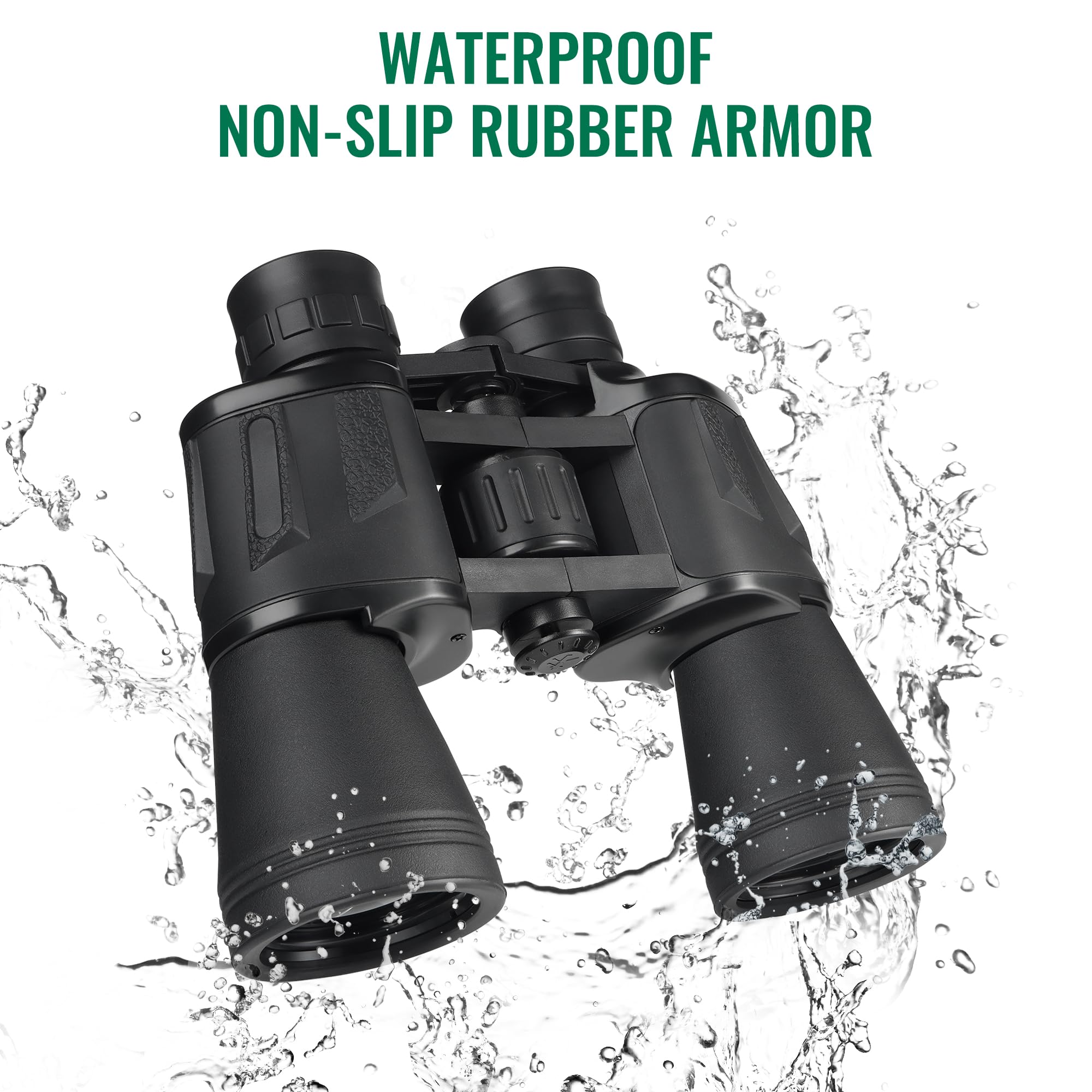 Yomuse 10X50 Hd Binoculars For Adults And Kids, Large View Compact Binocular With Clear Low Light Vision, Waterproof/Professional Bino Culars For Bird Watching/Outdoor Hunting/Travel (Black)